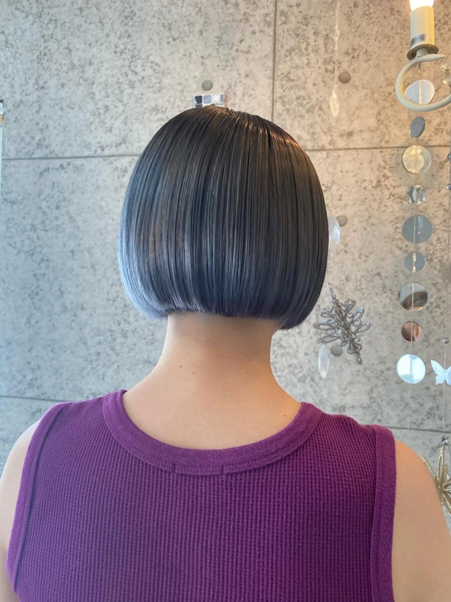 カラー ブルーカラー ボブパーマ 井山咲良のヘアスタイル