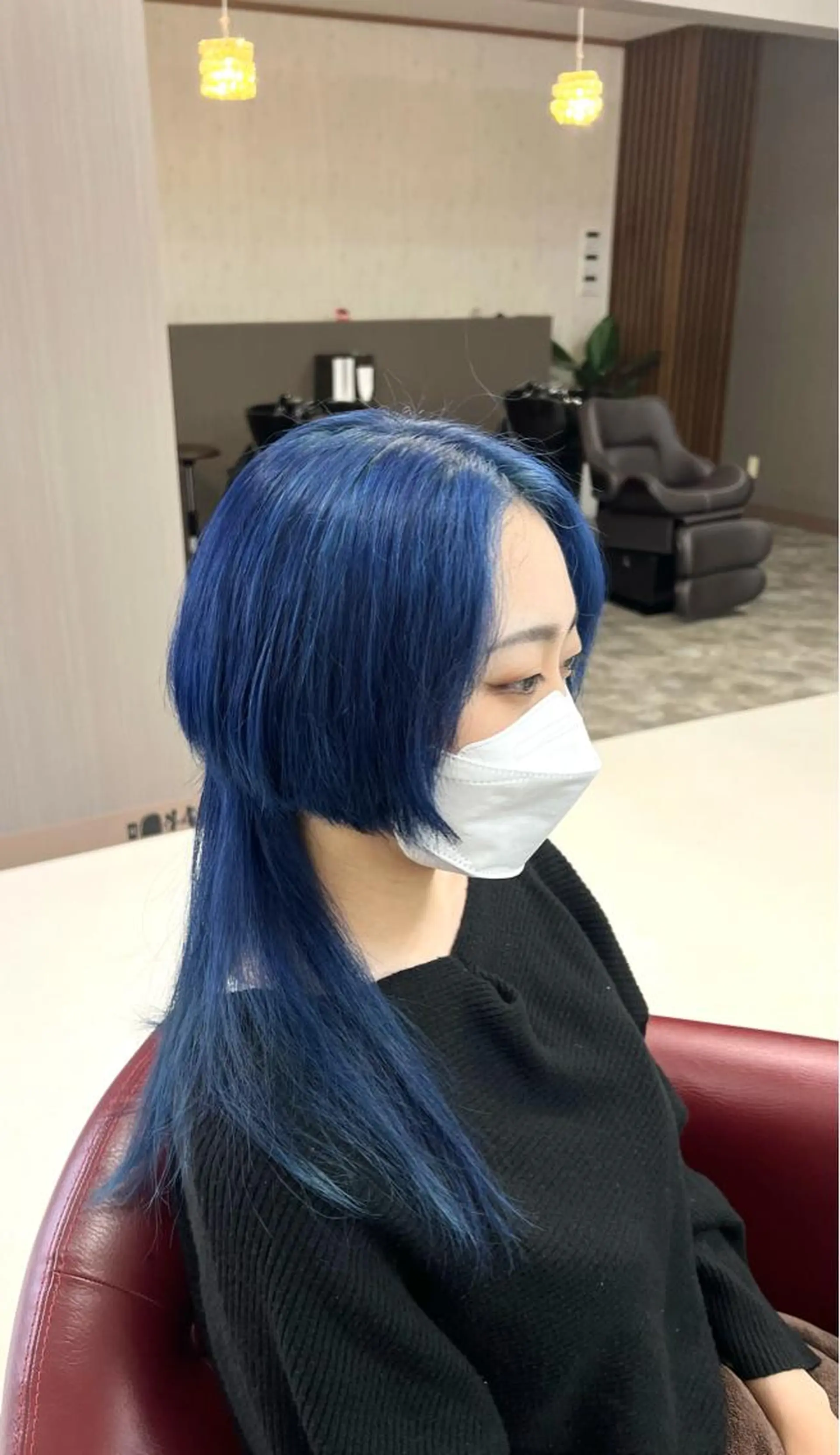 ミディアム カラー ブルーカラー ネイビーカラー ウルフカット KEN 🌟のヘアスタイル