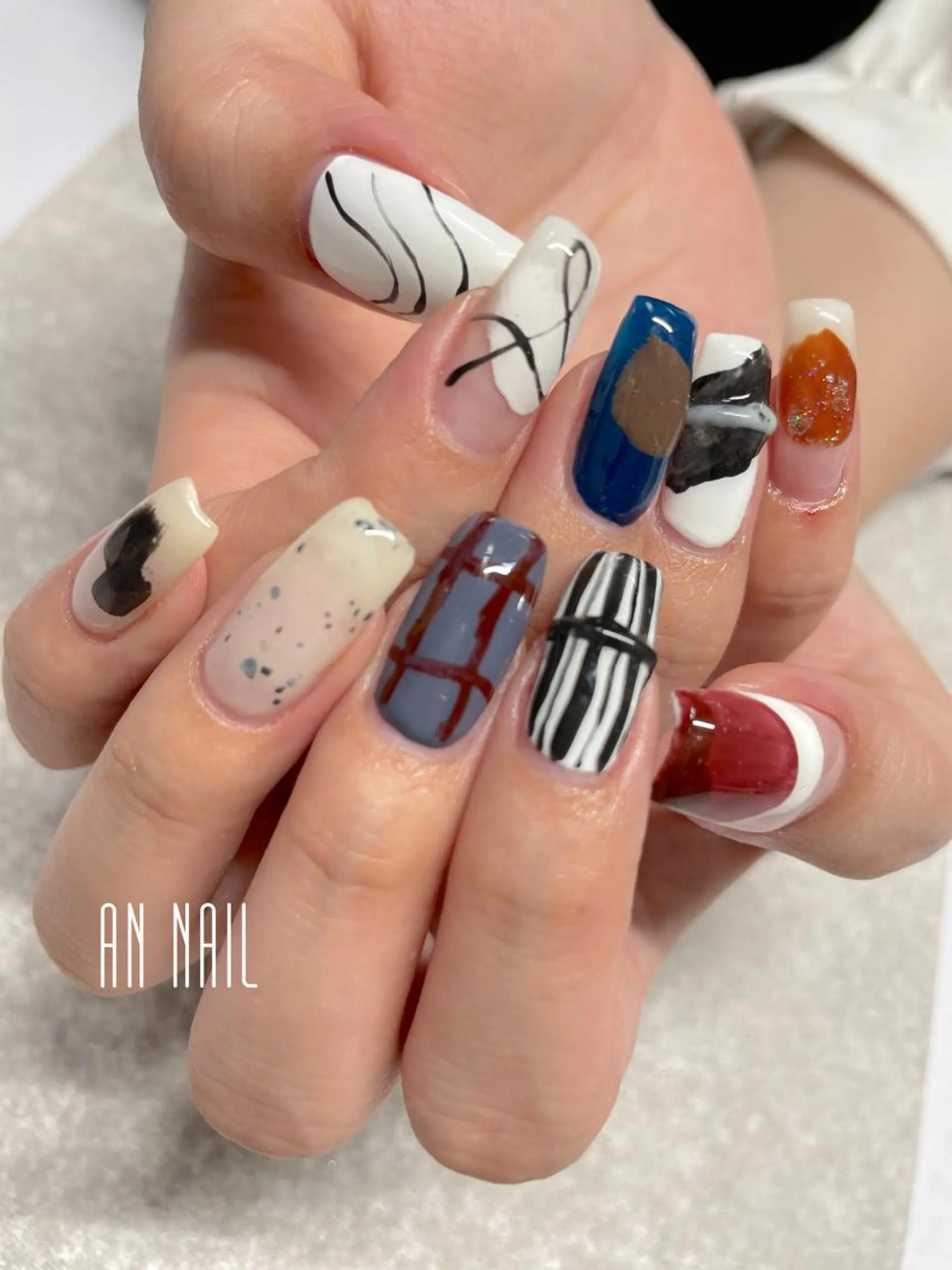 ネイル ロングネイル 持ち込み ニュアンスネイル 夏ネイル ハンドネイル AN Nailのネイルデザイン