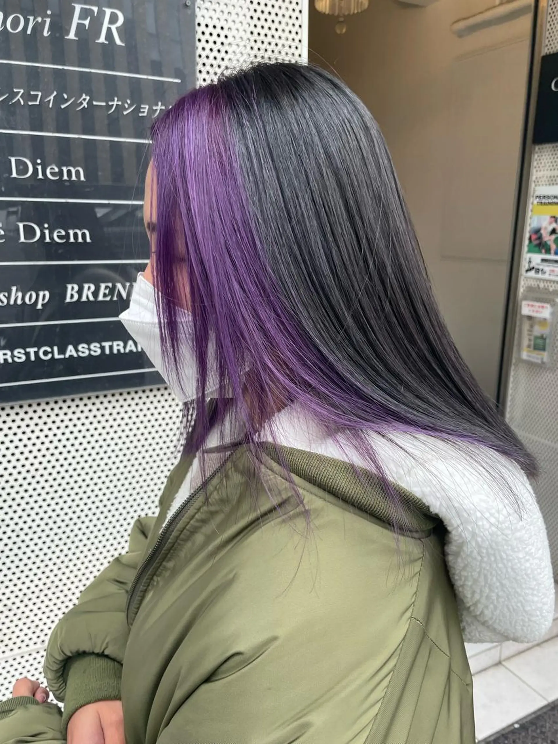 ミディアム アッシュ ミストバング パープルカラー ボブ 外国人風カラー Carpe Diem所属・安田和洋 ブリーチカラー特化のヘアスタイル