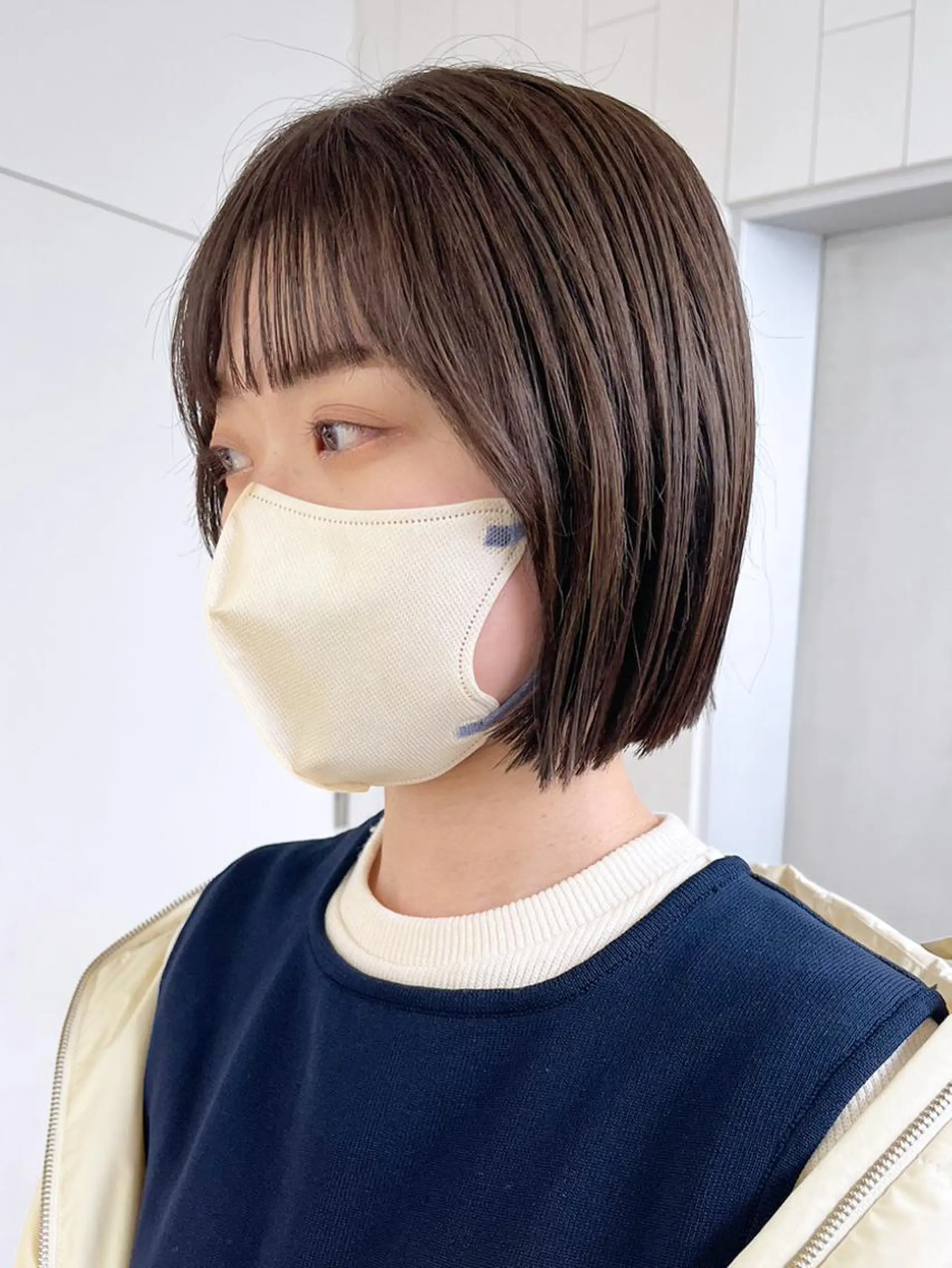 ミディアム カラー パーマ ヘアアレンジ 切りっぱなしボブ ボブ カット ヘアカラー トリートメント ITbyALBUM 下北沢店のヘアスタイル