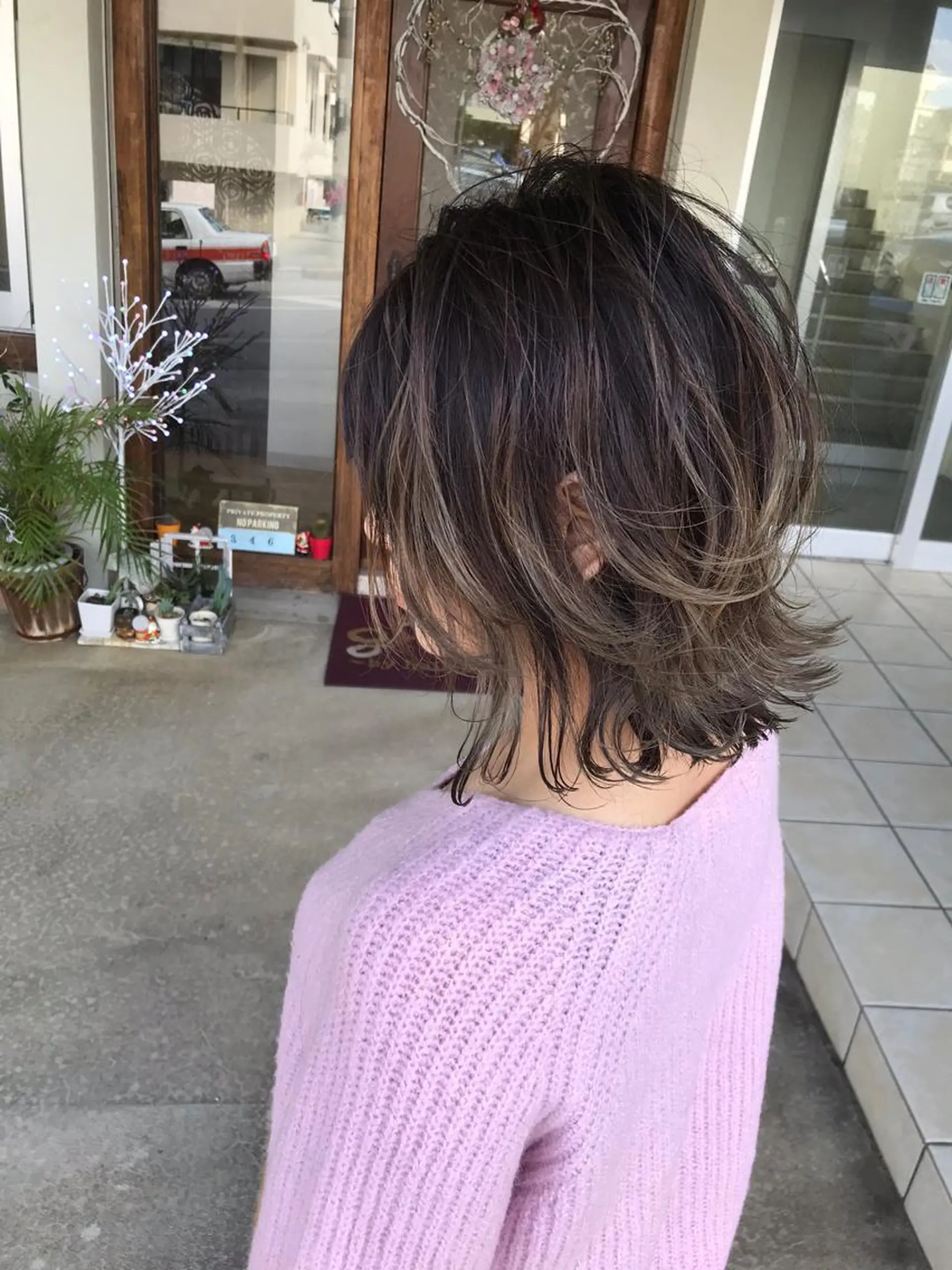 ショート カラー バレイヤージュ レイヤーカット grand juteのヘアスタイル