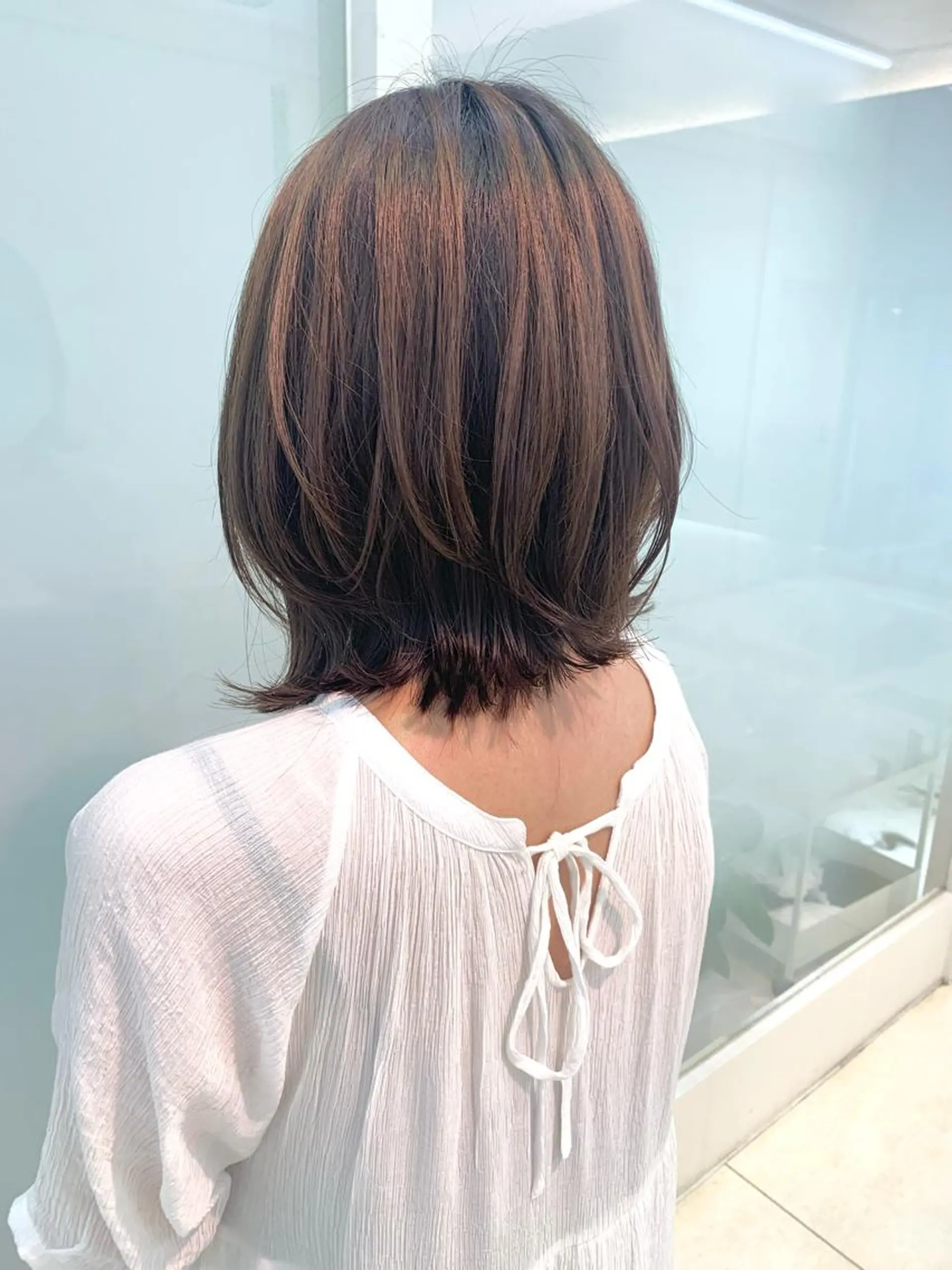 ミディアム カラー ヘアアレンジ カット トリートメント 似合わせカラー/艶 髪質改善/ヨシザキのヘアスタイル