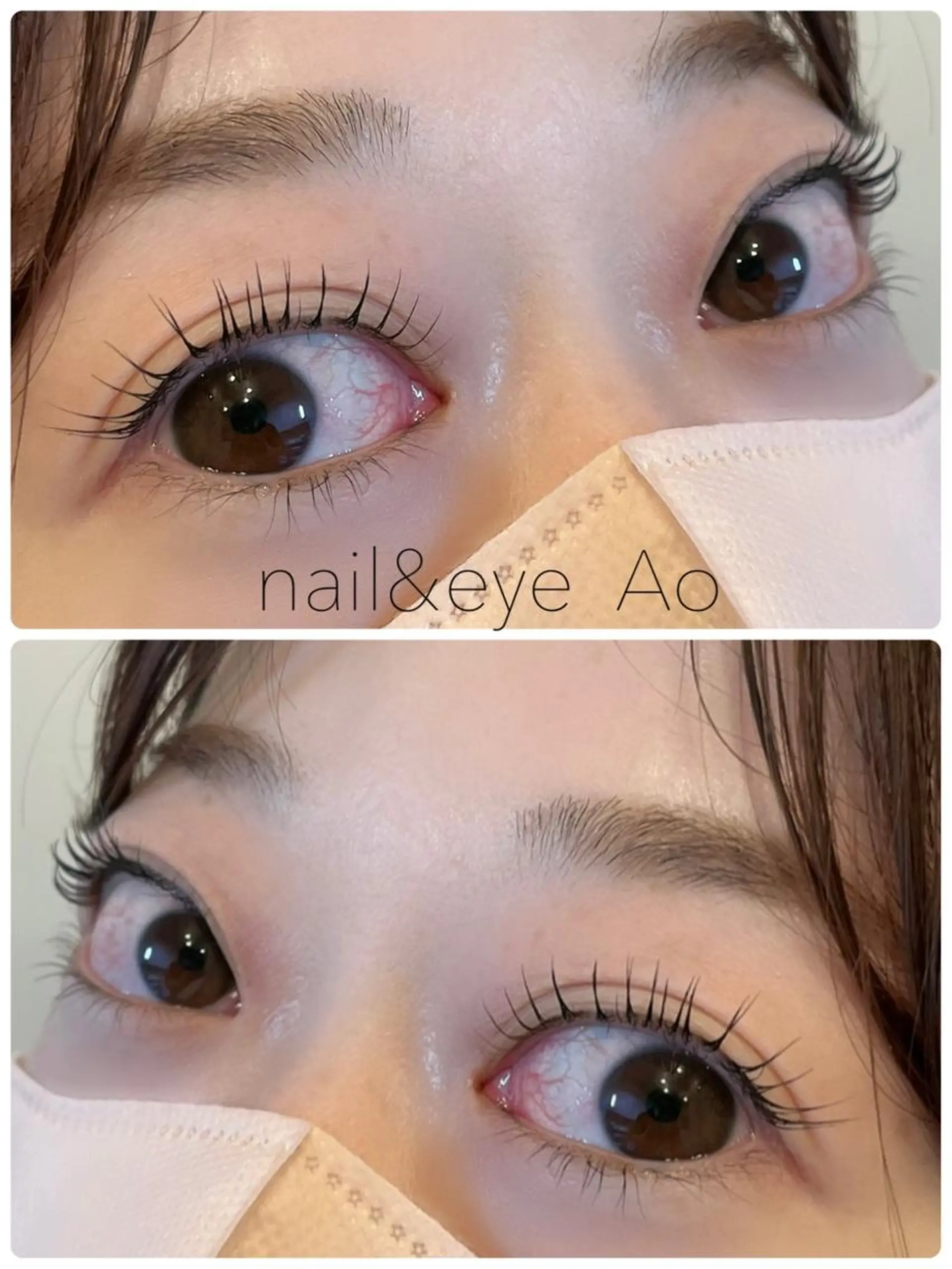 ミディアム カラー パーマ ヘアアレンジ メンズ キッズ ネイル マツエク・マツパ アイブロウ Cカール ナチュラル マツパ nail&eye Aoのマツエク・マツパデザイン