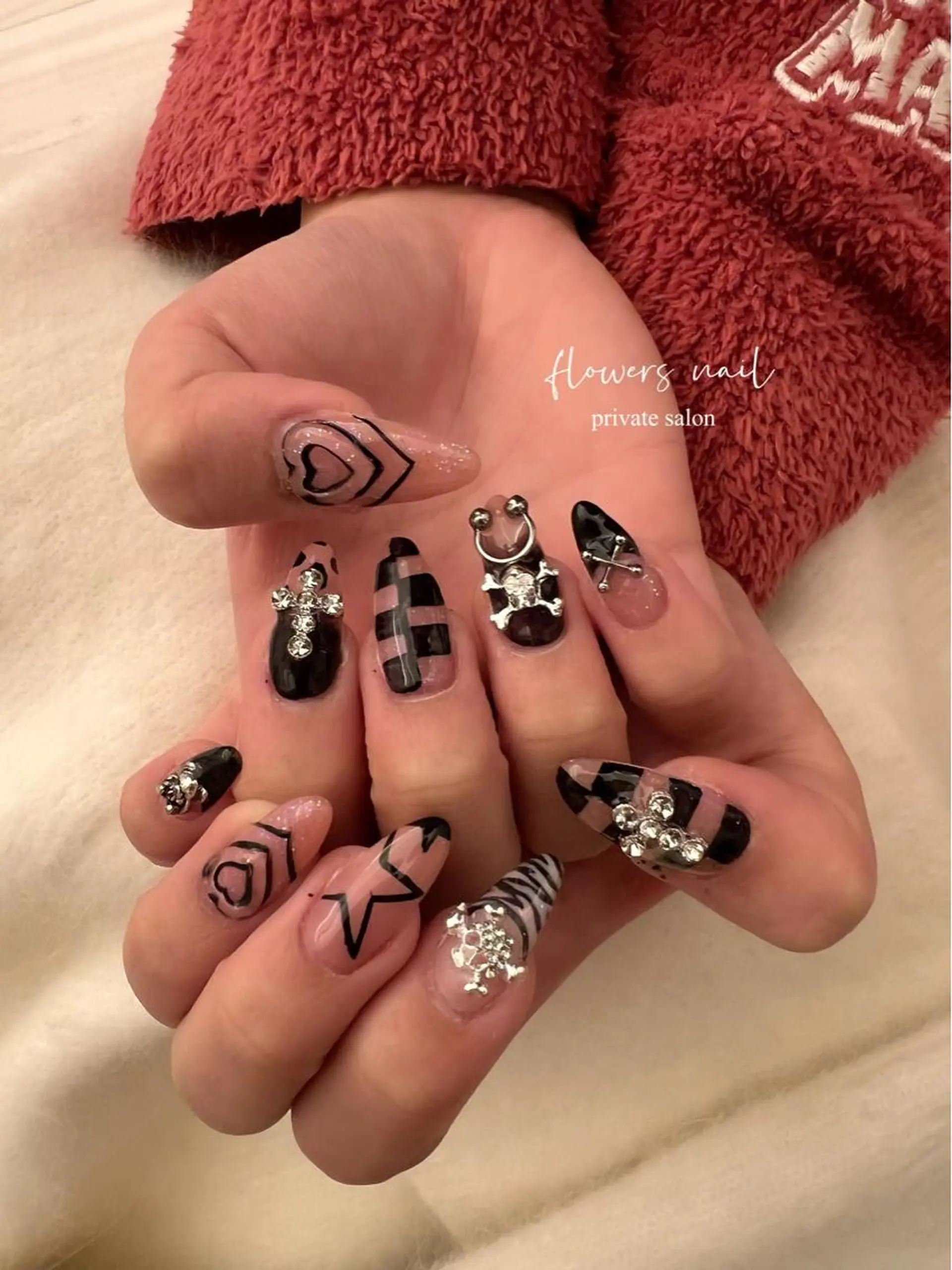 ネイル ジェルネイル 持ち込み パラジェル 冬ネイル flowers nailのネイルデザイン
