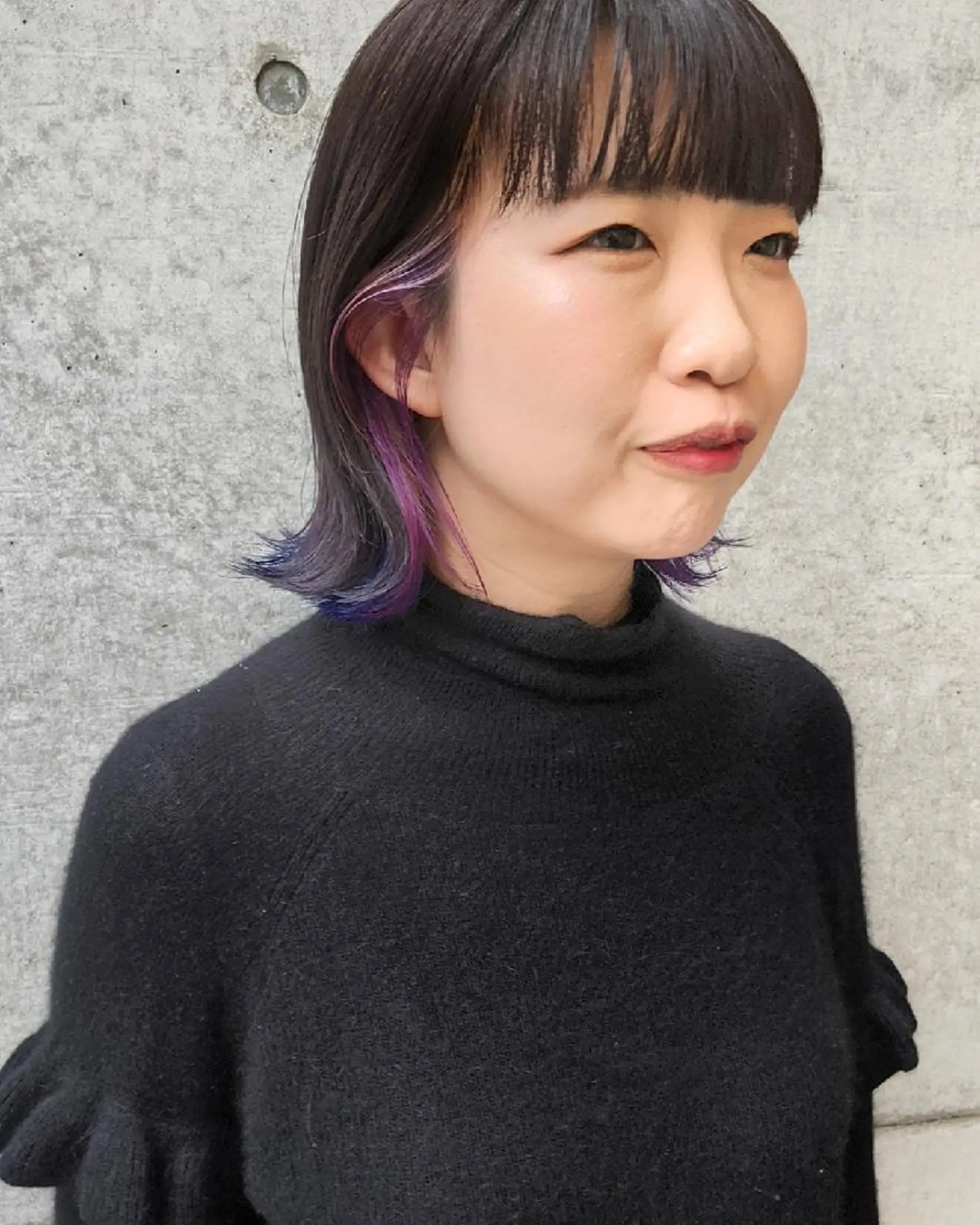 ミディアム カラー ヘアアレンジ ブルーカラー インナーカラー パープルカラー 南堀江 möwen ( メーヴェ )所属・mowen RUIのヘアスタイル