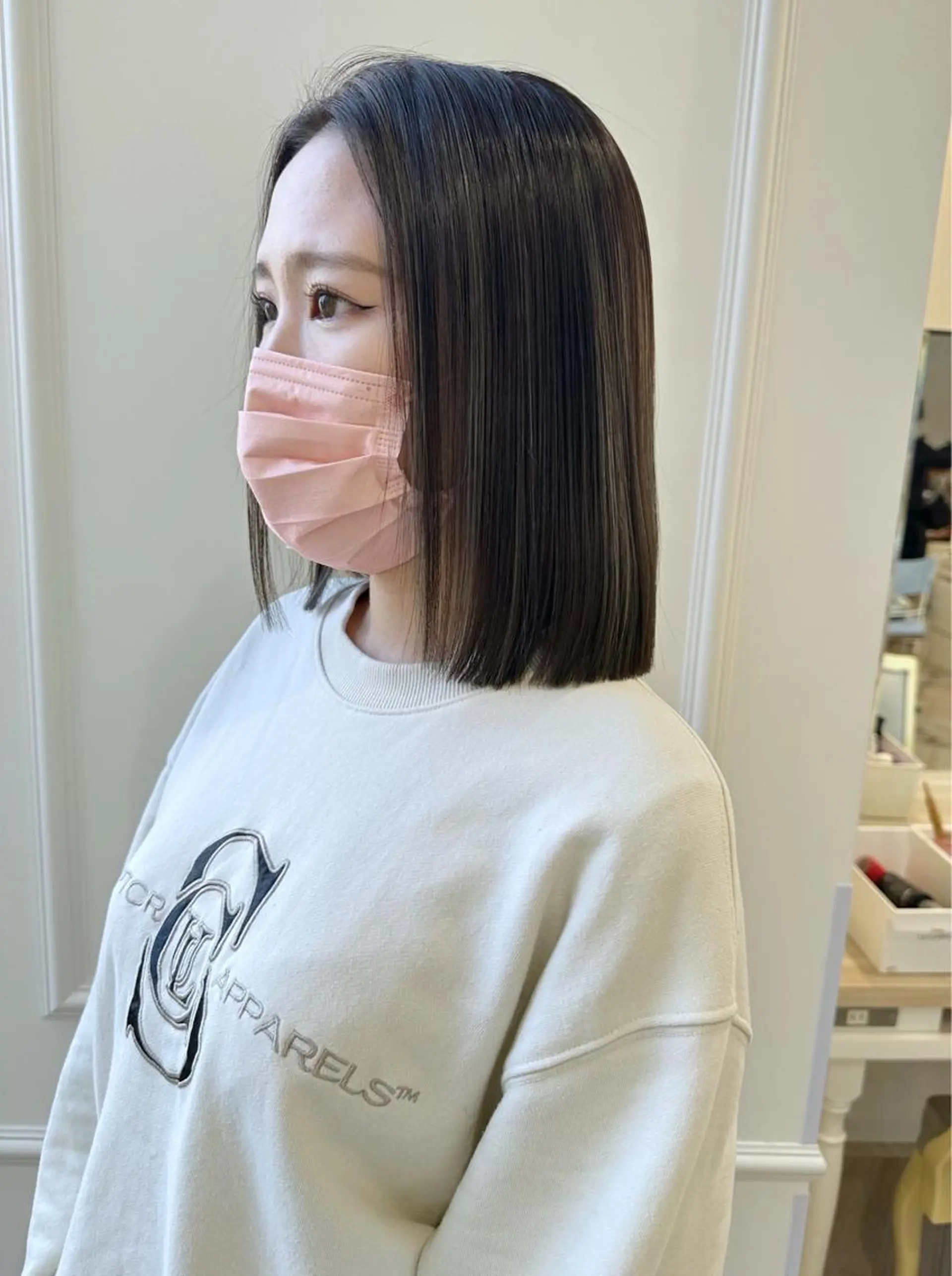 ミディアム カラー ベージュ/インナー カラー🤍Rieのヘアスタイル