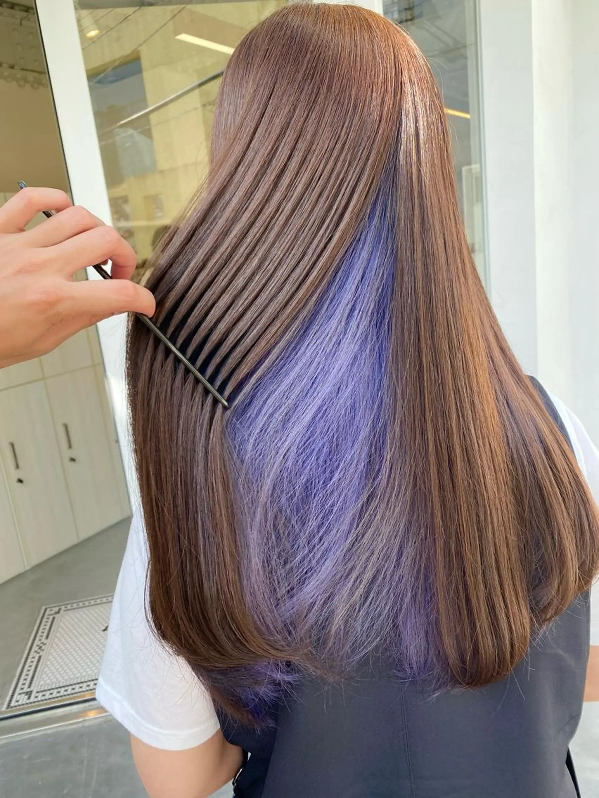 ロング カラー アッシュ アッシュブラウン ブリーチ ブルーカラー ブルーラベンダー カット ヘアカラー トリートメント Masena所属・Director 🌈中川慎之介のヘアスタイル