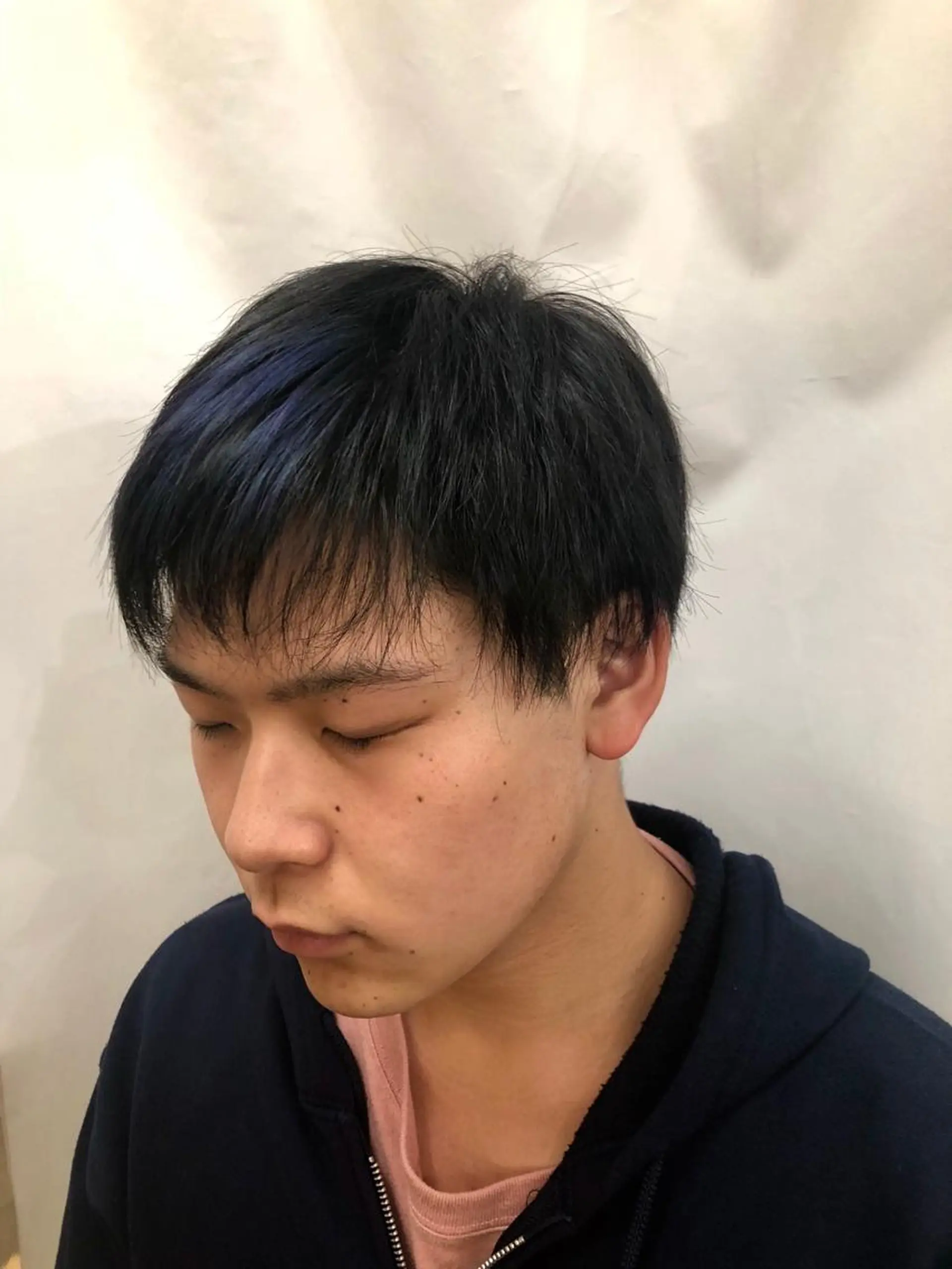 ショート カラー メンズ 黒髪 ブルーカラー 髪質改善✨石塚 真梨奈のヘアスタイル