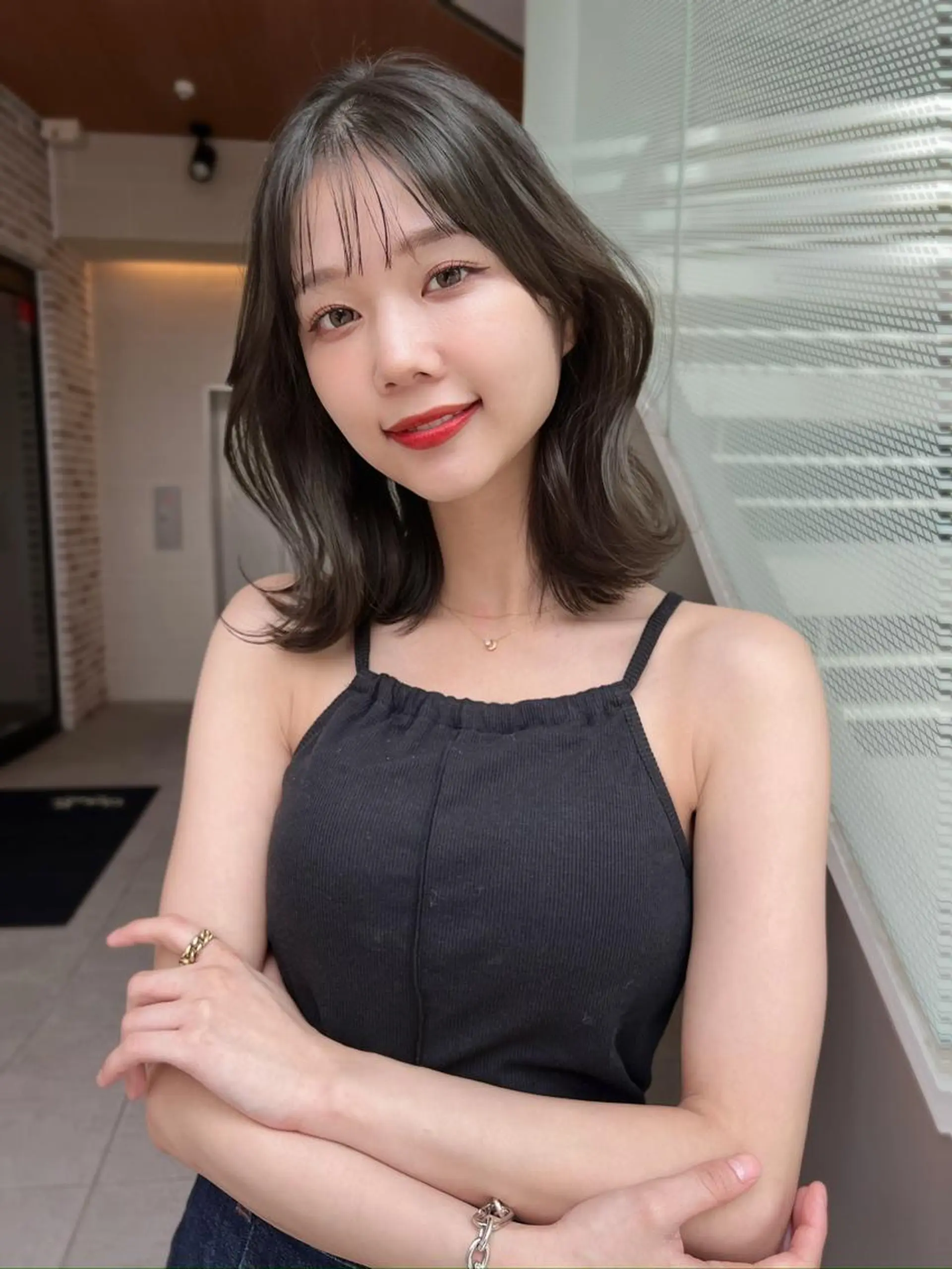 セミロング 韓国モテhair🍑 momoのヘアスタイル