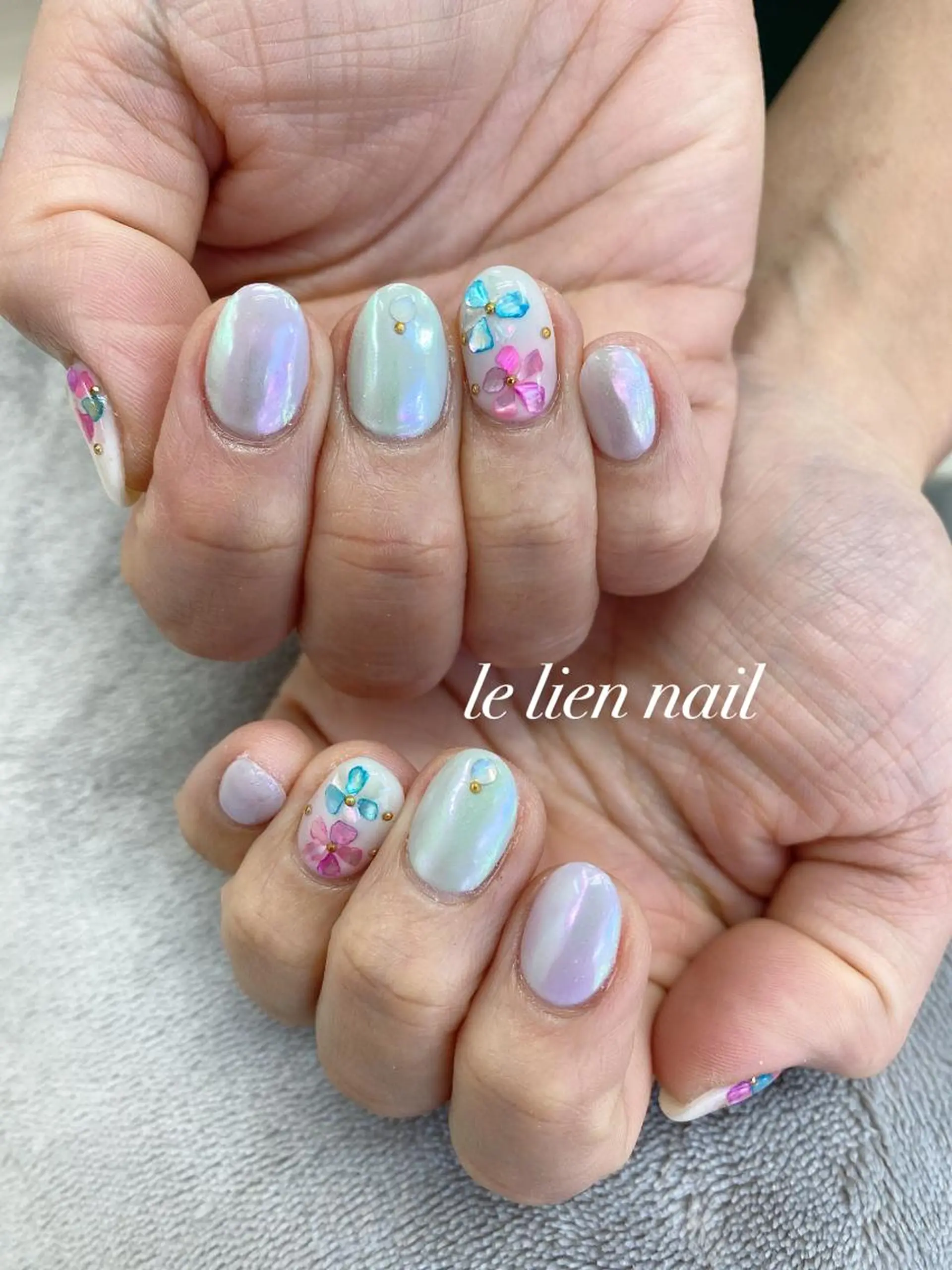 ネイル アートネイル オーロラネイル ワンカラーネイル パステルネイル ハンドネイル le lien nailのネイルデザイン