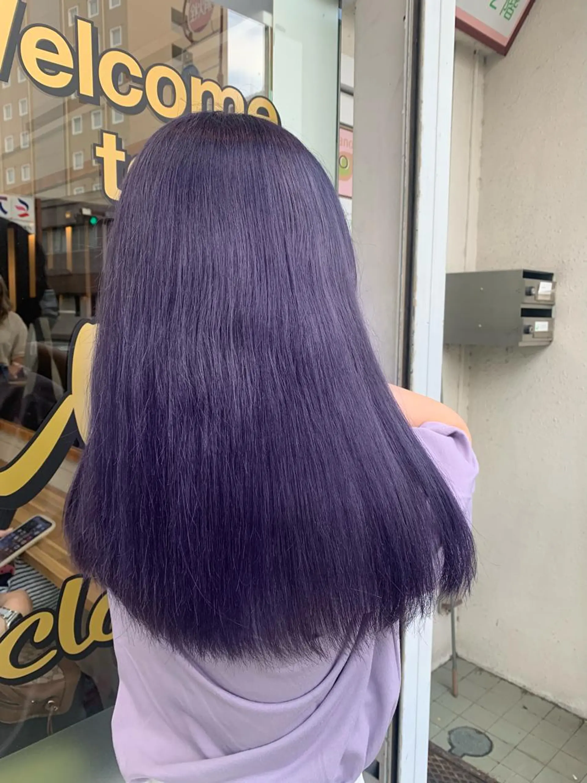 ロング カラー パーマ ヘアアレンジ メンズ キッズ ネイル マツエク・マツパ アイブロウ ラベンダーカラー ネイビーカラー ネイビー 🤍韓国風/艶髪🤍 鳥越美羽のヘアスタイル