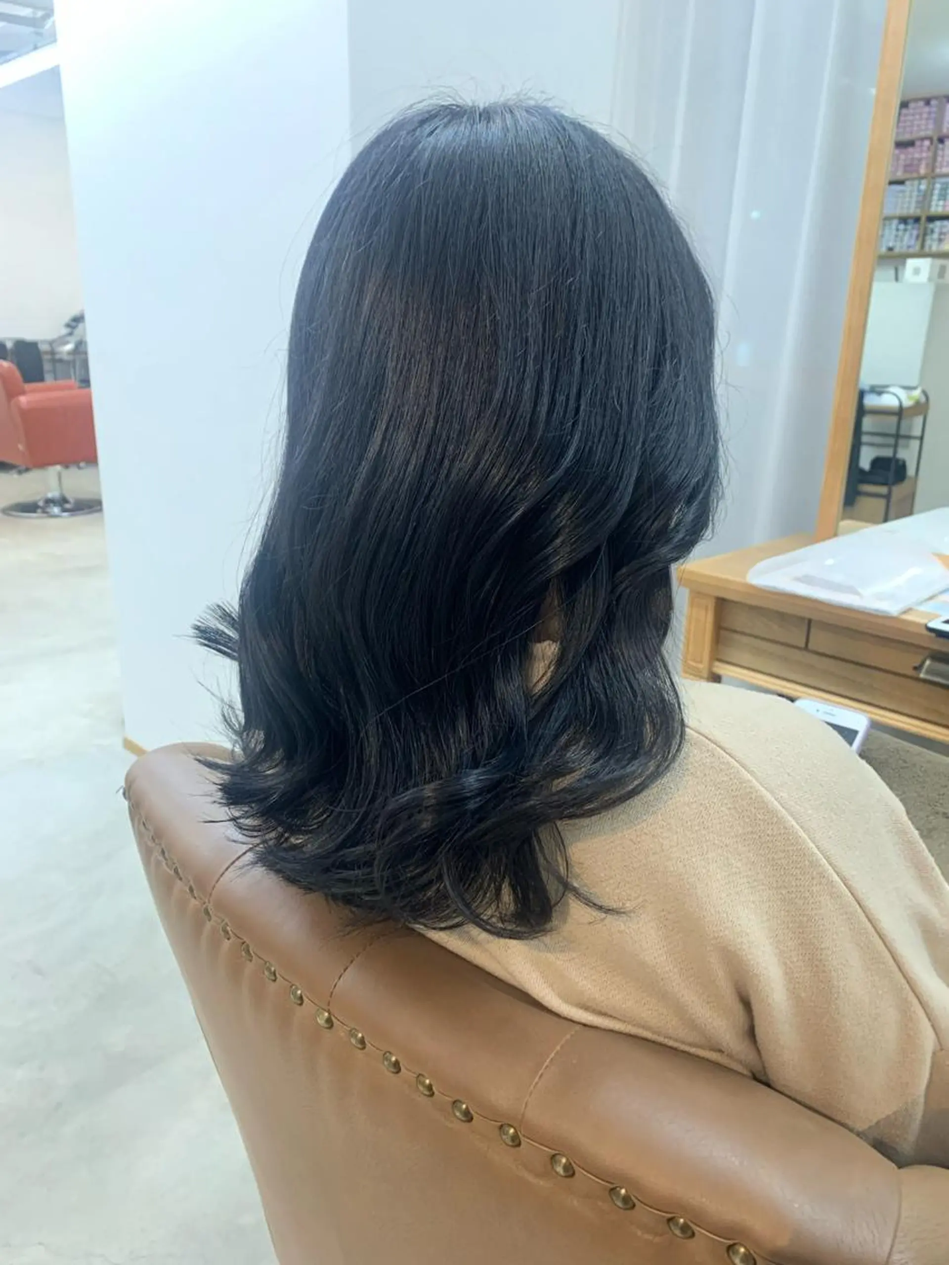 ロング カラー 黒髪 ブルーカラー ブルーブラック cirrus🕊 韓国ヘア♡山縣あかりのヘアスタイル