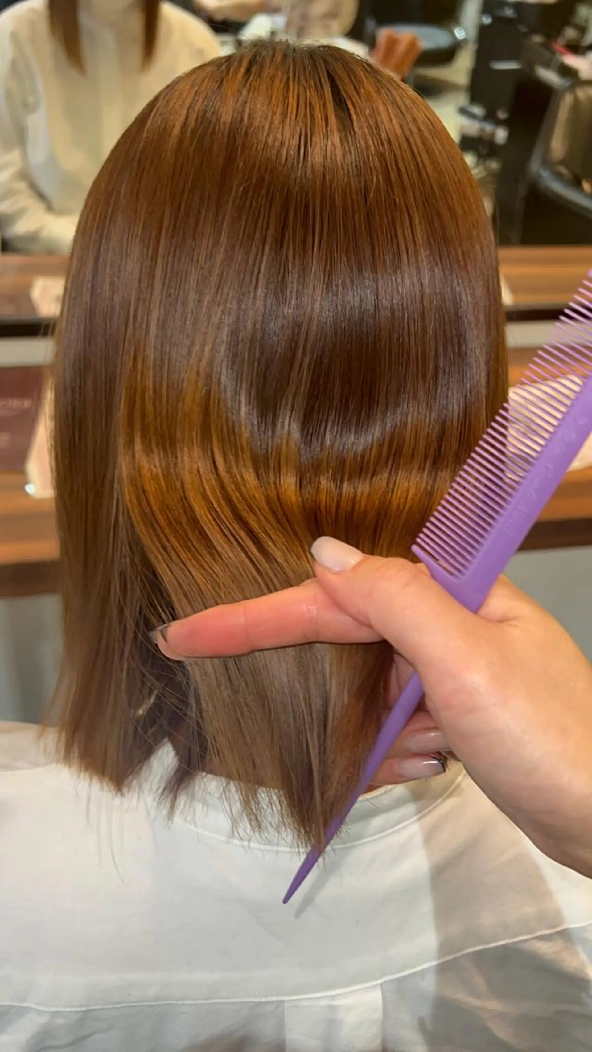 セミロング カット ヘアカラー enu所属・enu梅田 韓国ヘア ゆりのヘアスタイル