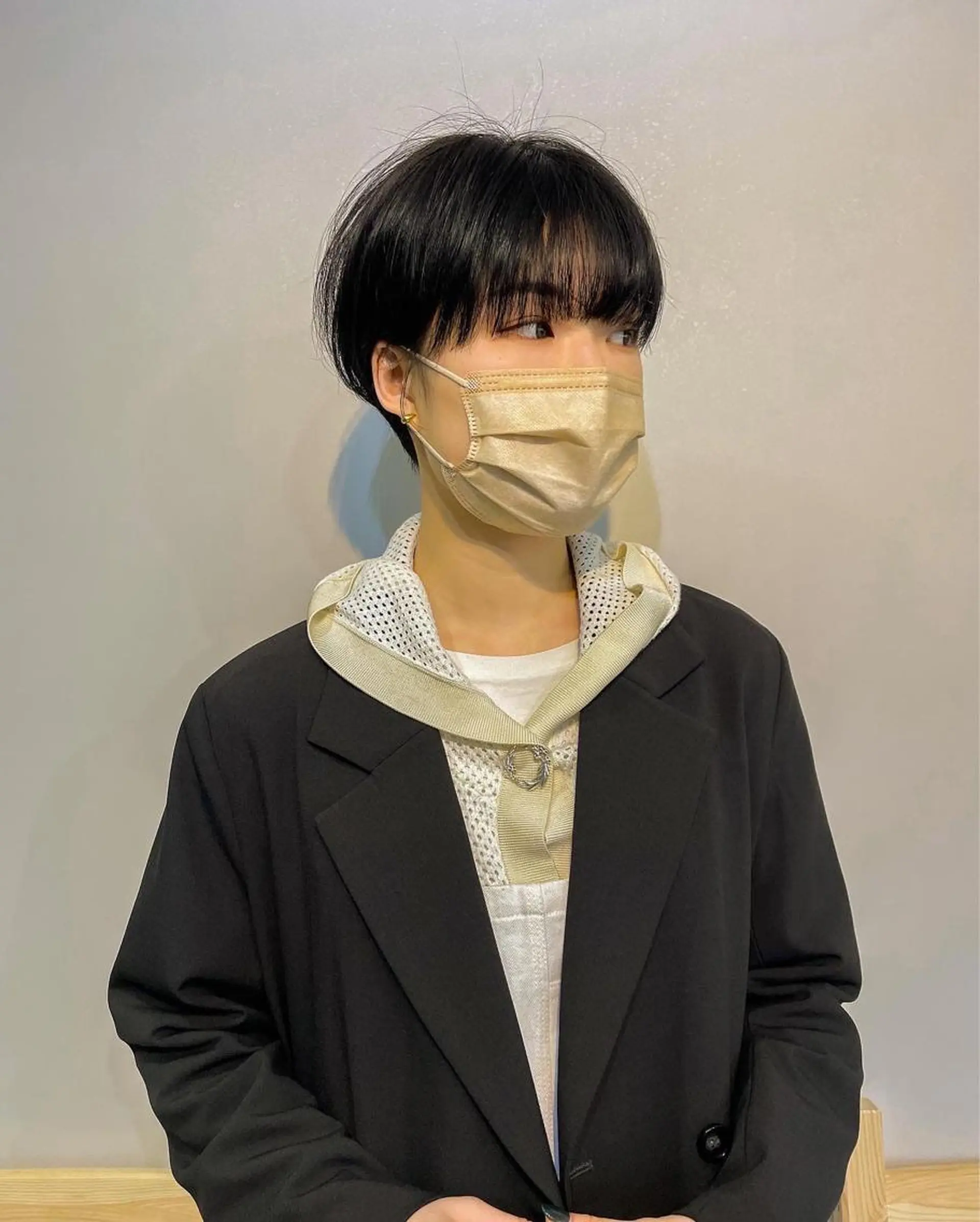 ショート カラー 黒髪 パーマ* 顔まわり似合わせのヘアスタイル