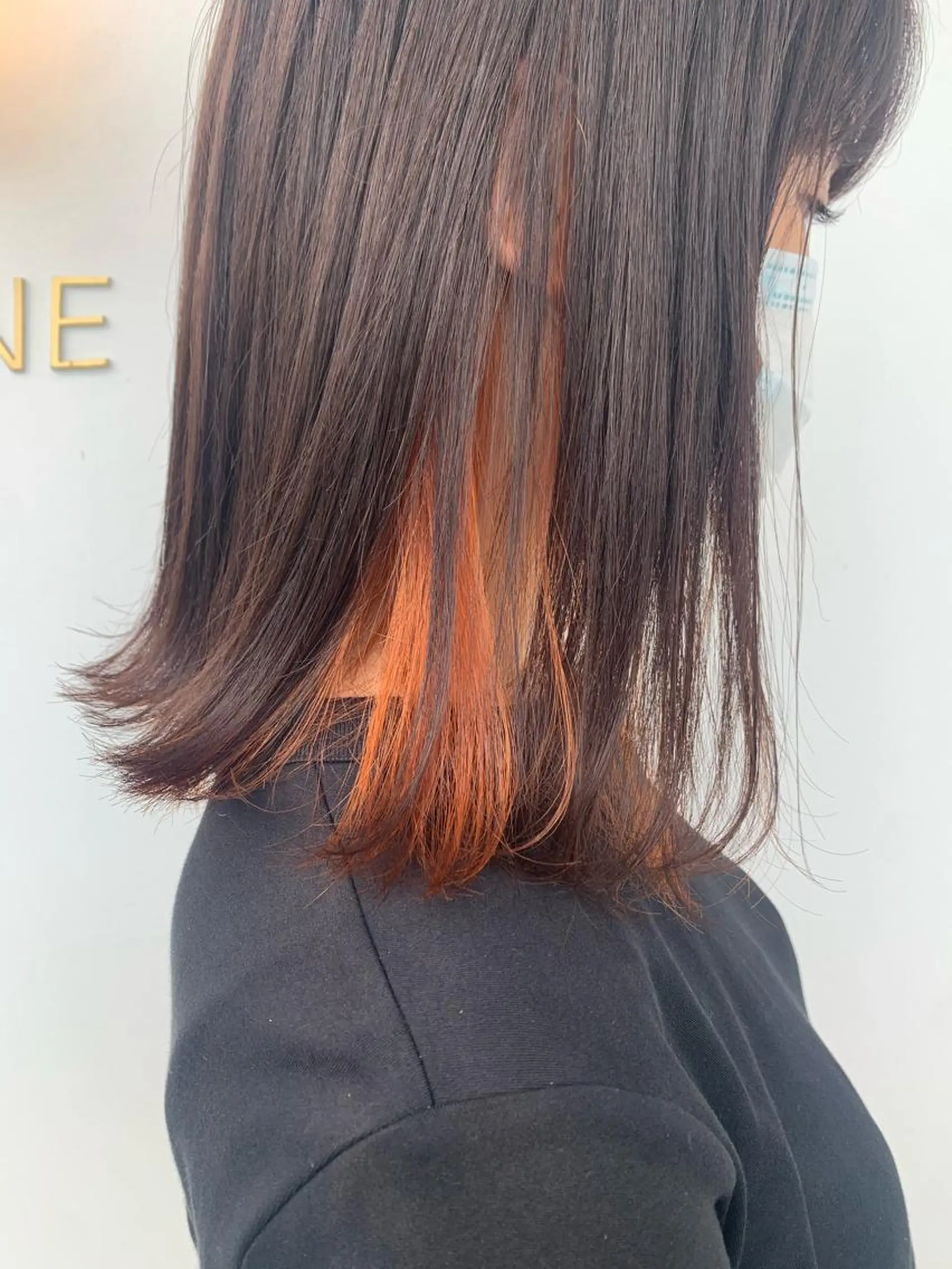 ミディアム カラー ベージュカラー ブリーチ インナーカラー オレンジ ヘアカラー 中目黒🌼 🌼ハナのヘアスタイル