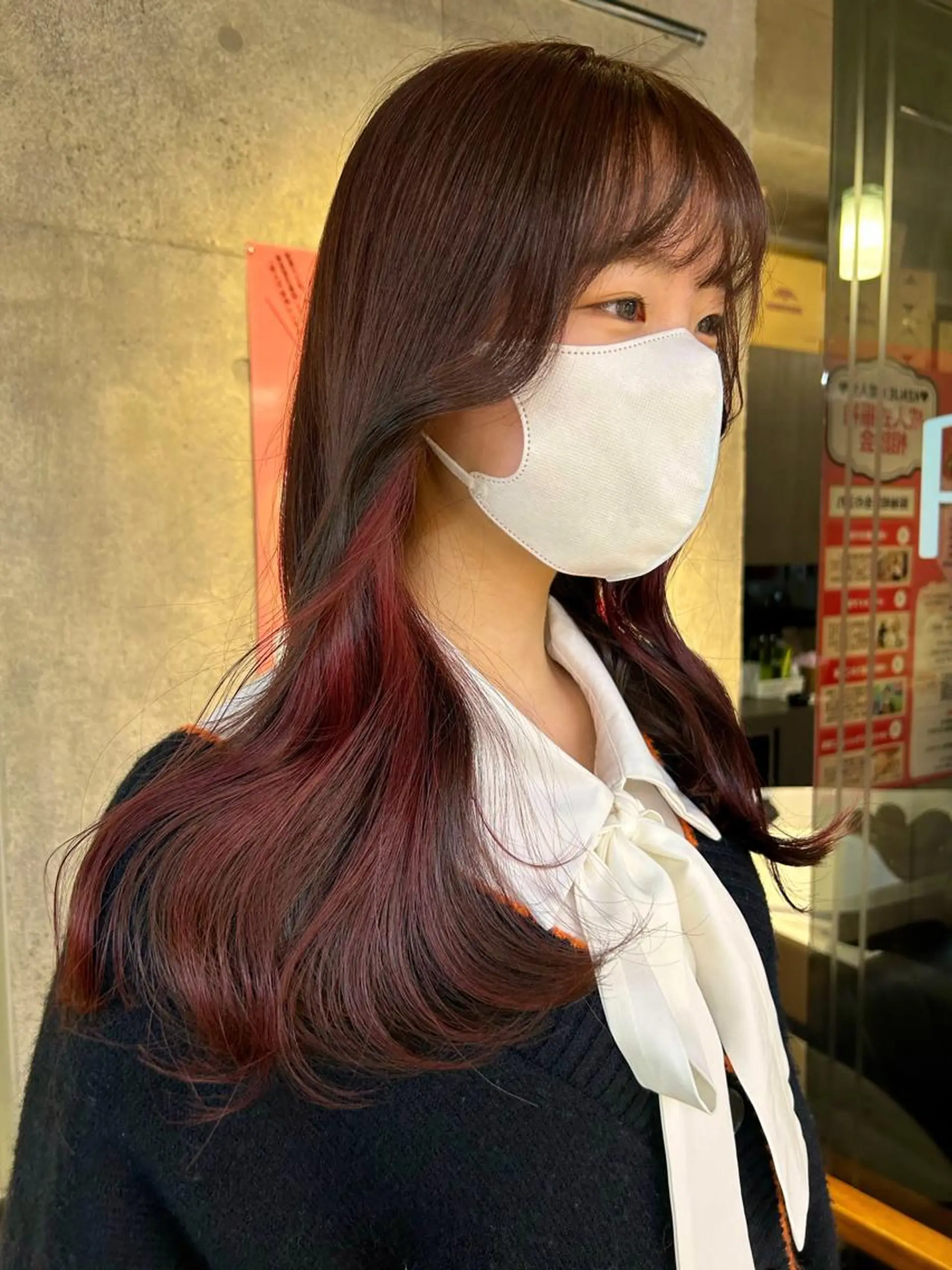 ロング カラー ブリーチ ケアブリーチ イヤリングカラー 顔まわりレイヤー 韓国風ヘア カット ヘアカラー トリートメント デザインカラー/ kanae🌱のヘアスタイル
