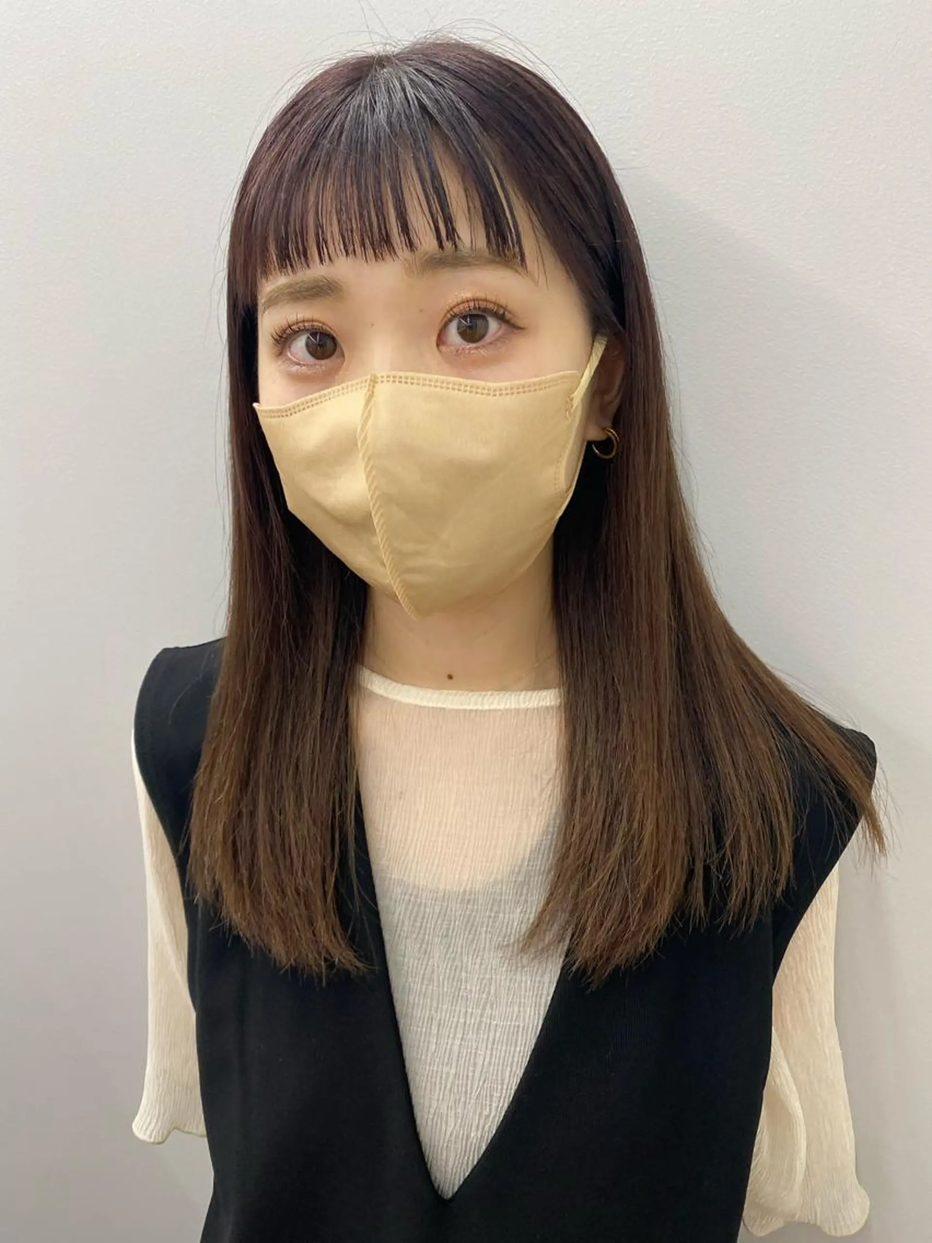 セミロング 髪質改善 トリートメント ヘアカラー トリートメント 寒河江 友花のヘアスタイル