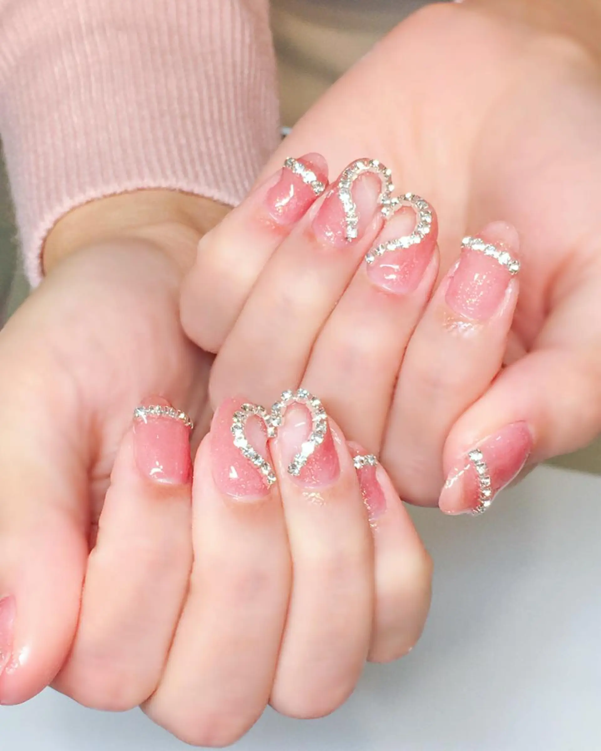 ネイル ジェルネイル ハート キラキラネイル 韓国ネイル ピンク Nyanco Nailのネイルデザイン