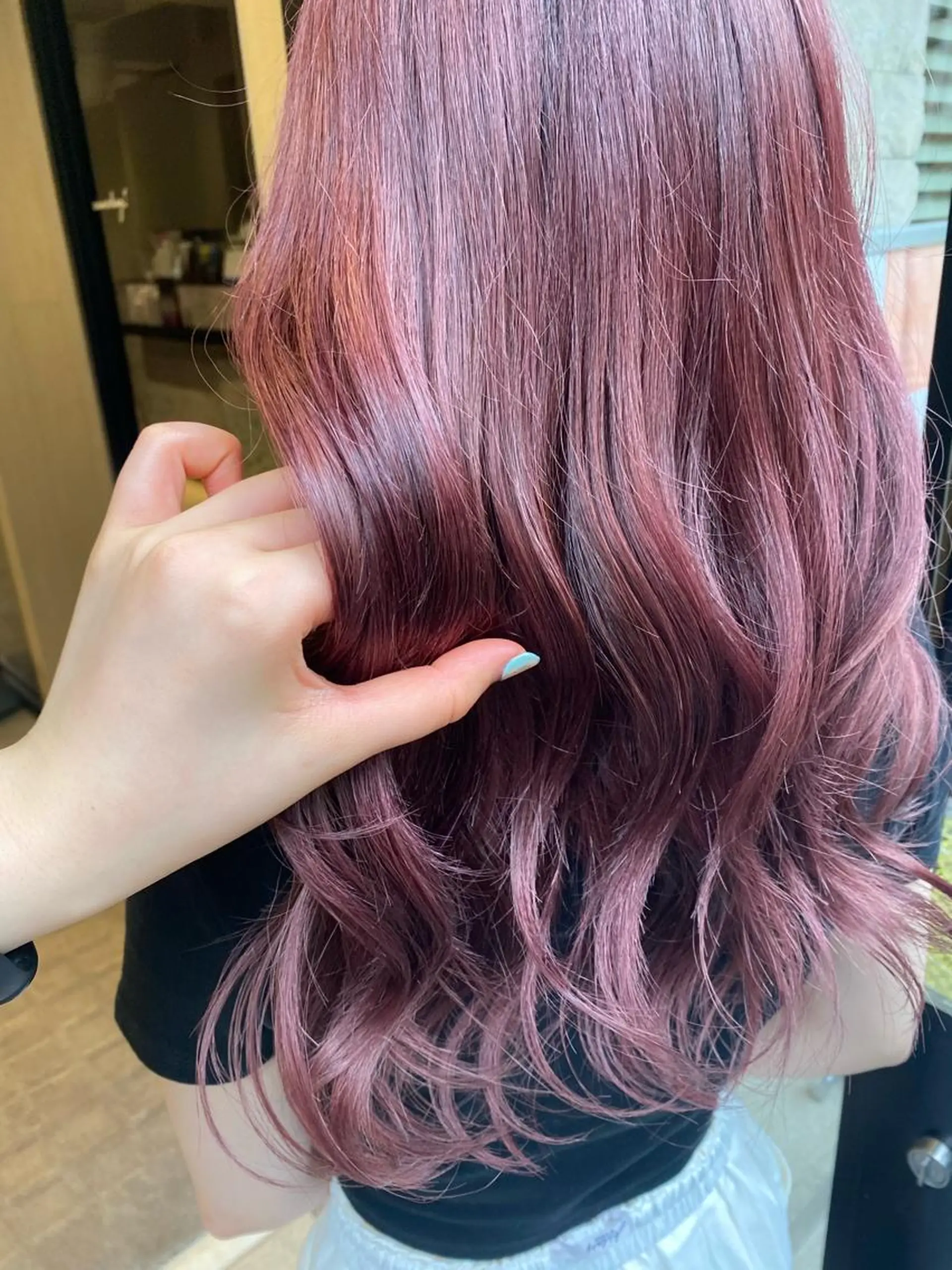 セミロング カラー ヘアアレンジ ブリーチ ピンクカラー 🌙レイヤー,韓国 ヘア🌙harukaのヘアスタイル