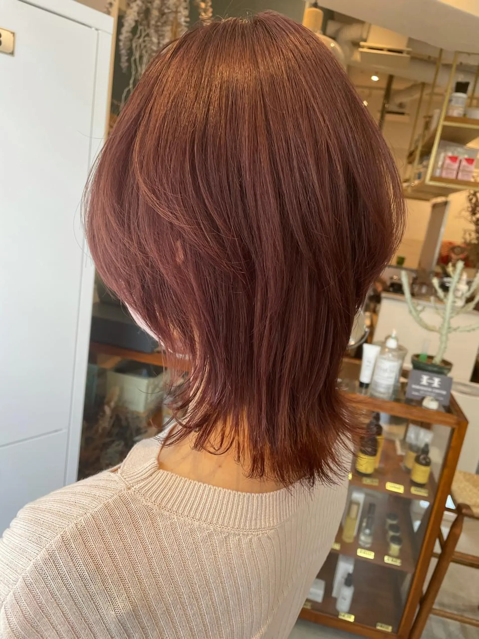 ミディアム カラー ベージュカラー ピンクカラー ピンクベージュ ウルフカット カット ヘアカラー トリートメント 中目黒🌼 🌼ハナのヘアスタイル
