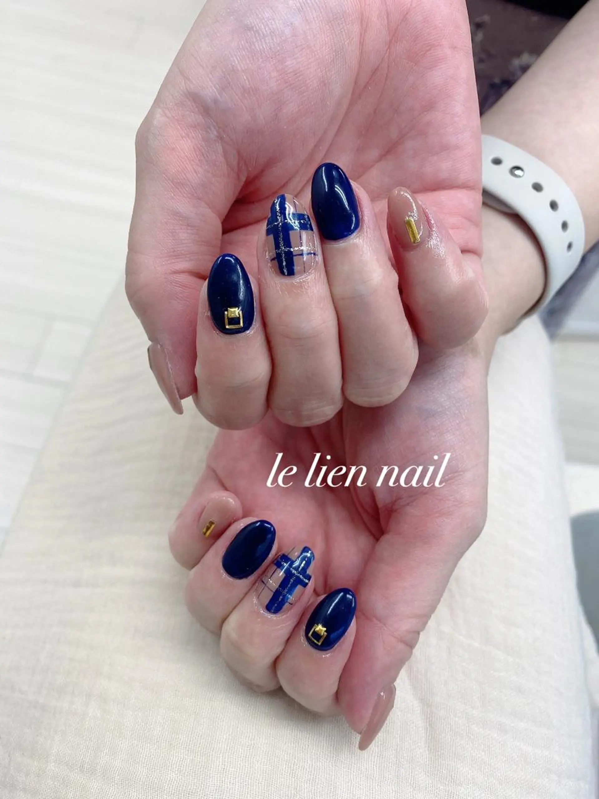 ネイル アートネイル ネイビー 冬ネイル ハンドネイル le lien nailのネイルデザイン