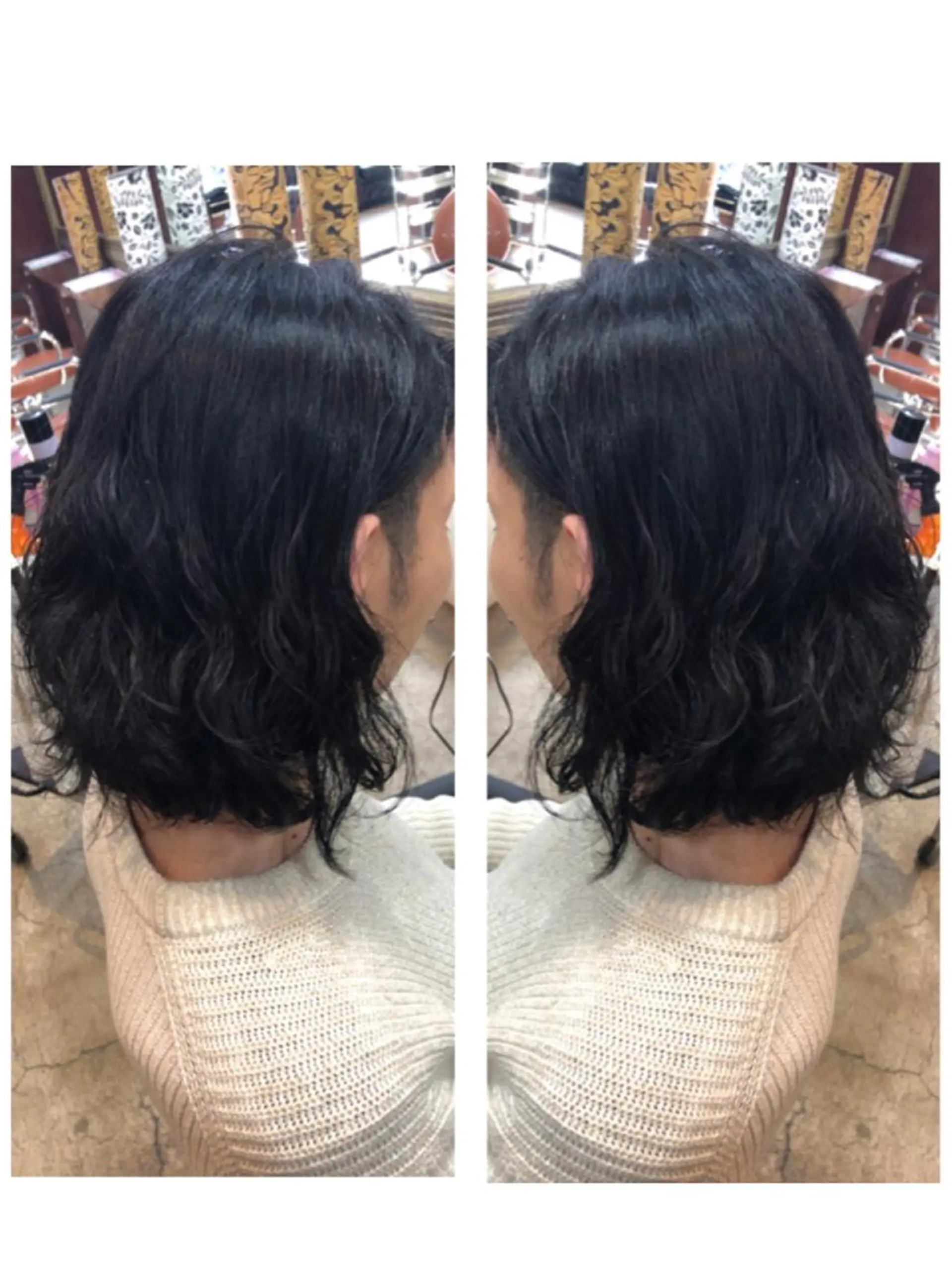 ミディアム パーマ メンズ カット パーマ 品田 真里のヘアスタイル