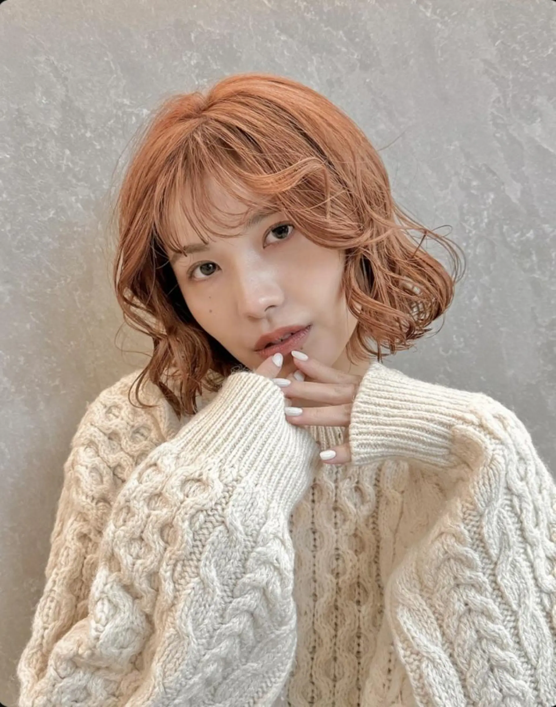 ミディアム カラー ベージュカラー ブリーチ オレンジ オレンジベージュ ボブ Saki サキのヘアスタイル