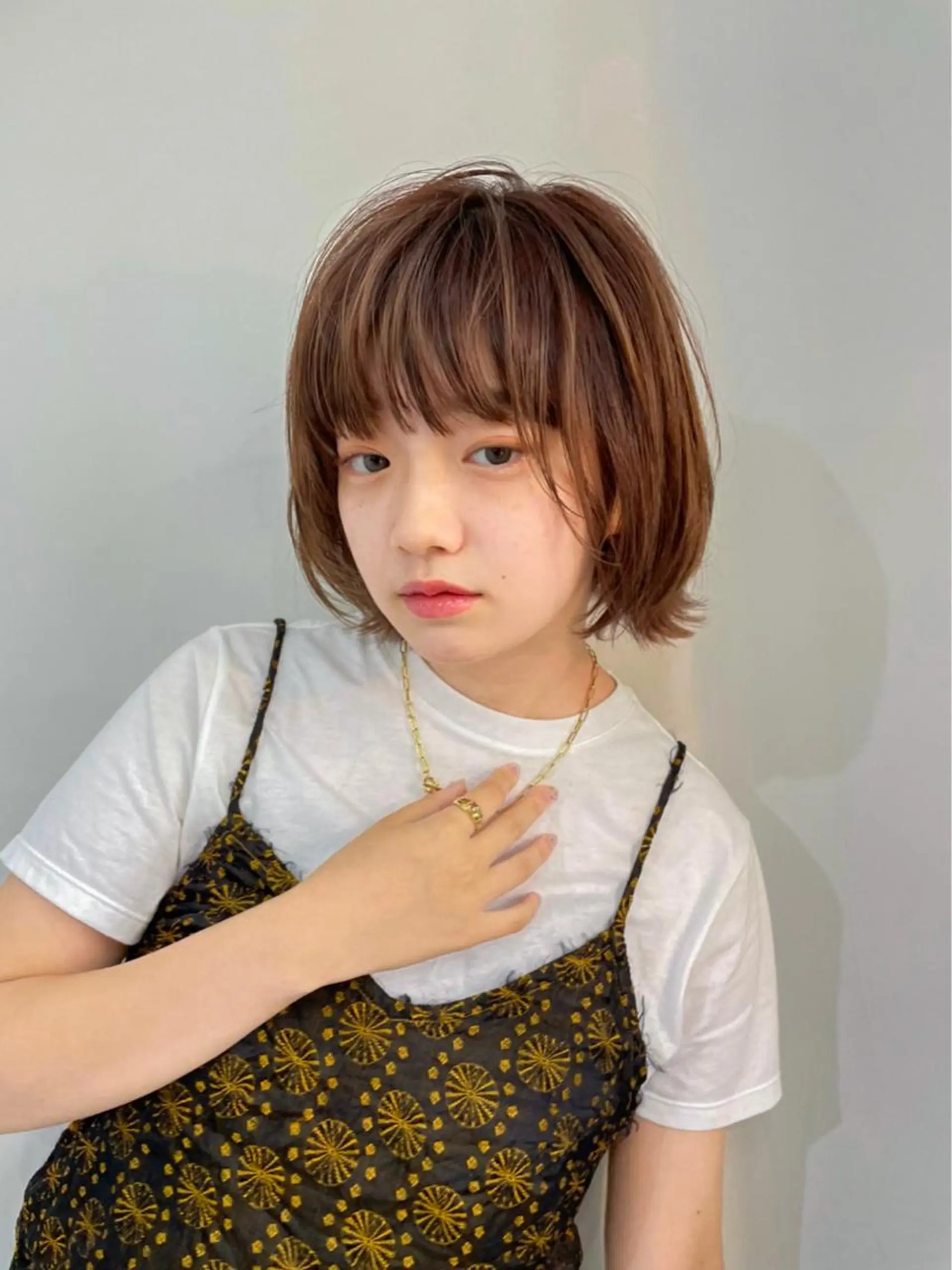 ショート カラー ボブ パーマ* 顔まわり似合わせのヘアスタイル