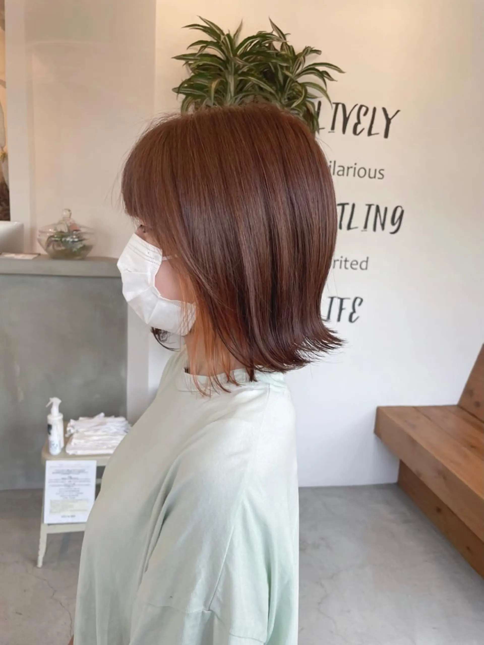 ショート カラー 切りっぱなしボブ オレンジ ボブ カット ヘアカラー トリートメント エターナル所属・髪質改善特化 谷口祐綺のヘアスタイル