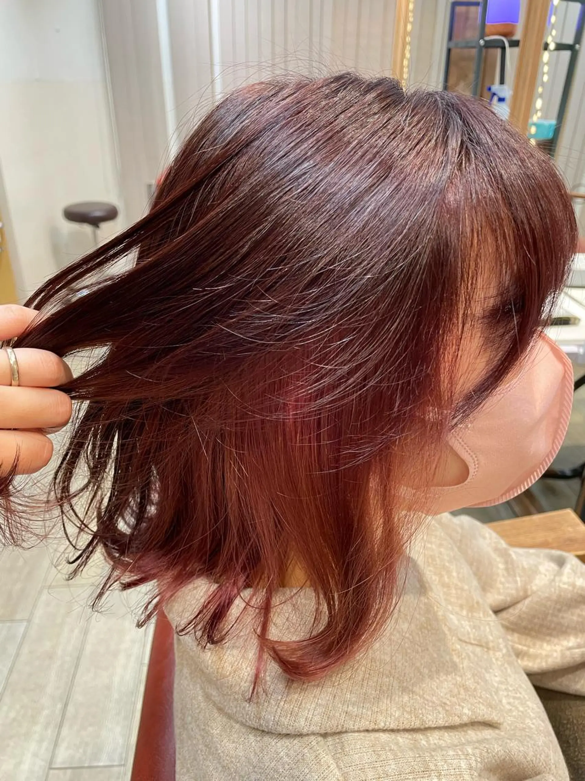 ミディアム カラー ピンクカラー LOG/所属・✨縮毛/ブリーチ✨ 出口 紗依のヘアスタイル