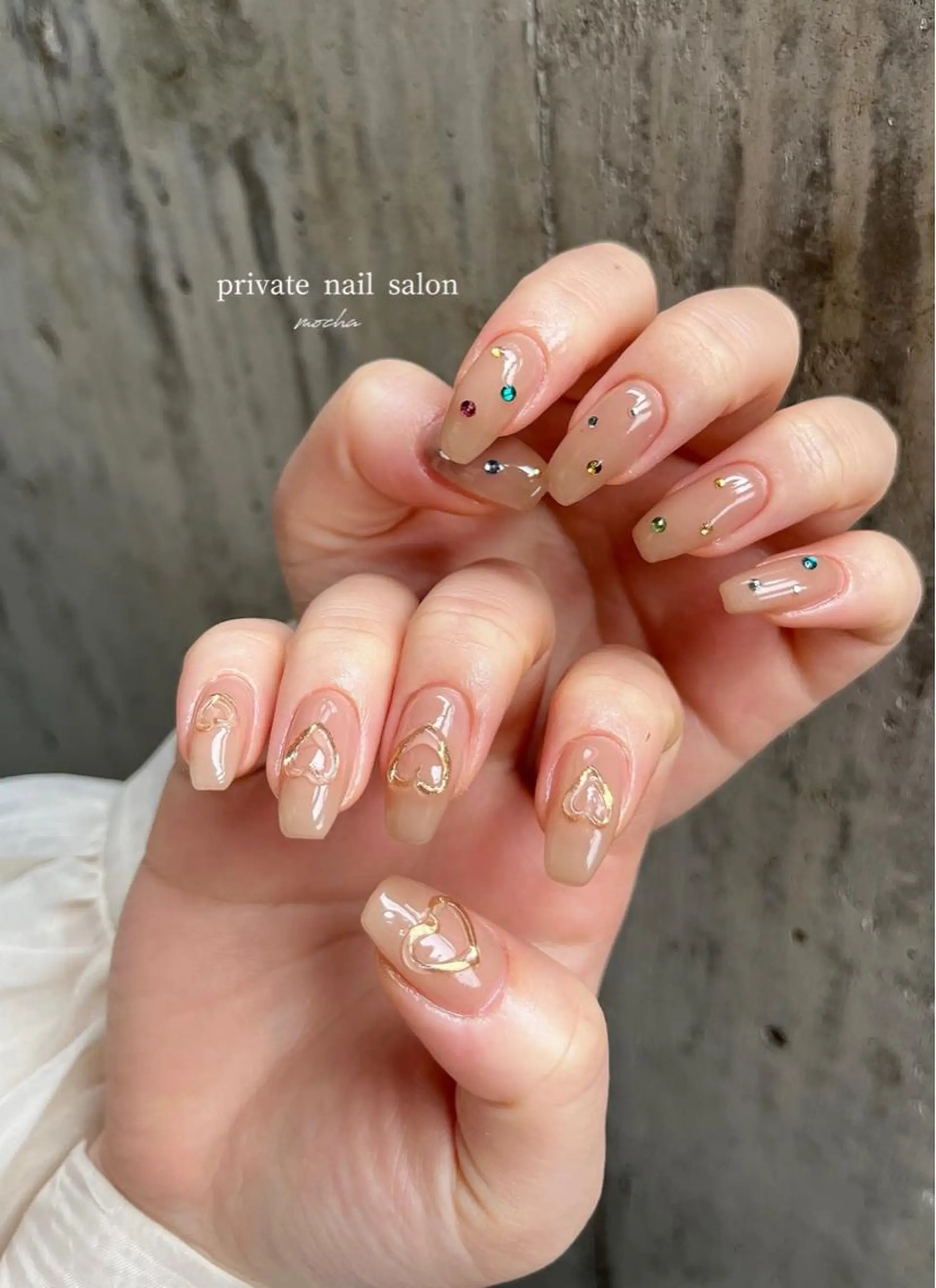 ネイル カジュアル チークネイル フレンチネイル ジェルネイル マグネットネイル ハンドネイル mocha nailのネイルデザイン