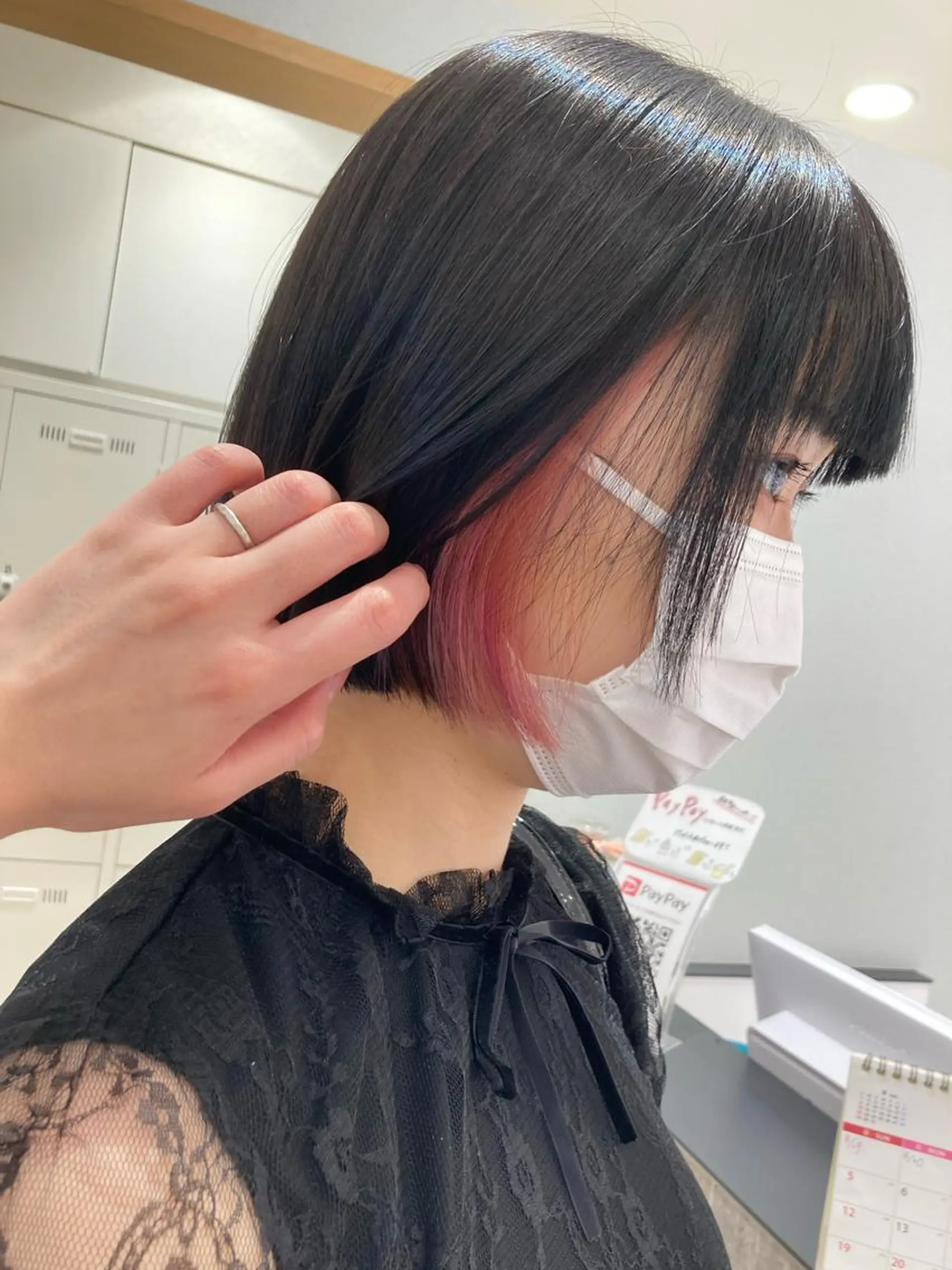 ショート カラー ピンクカラー ヘアカラー 野村 さなみ✨ぱっつんボブのヘアスタイル