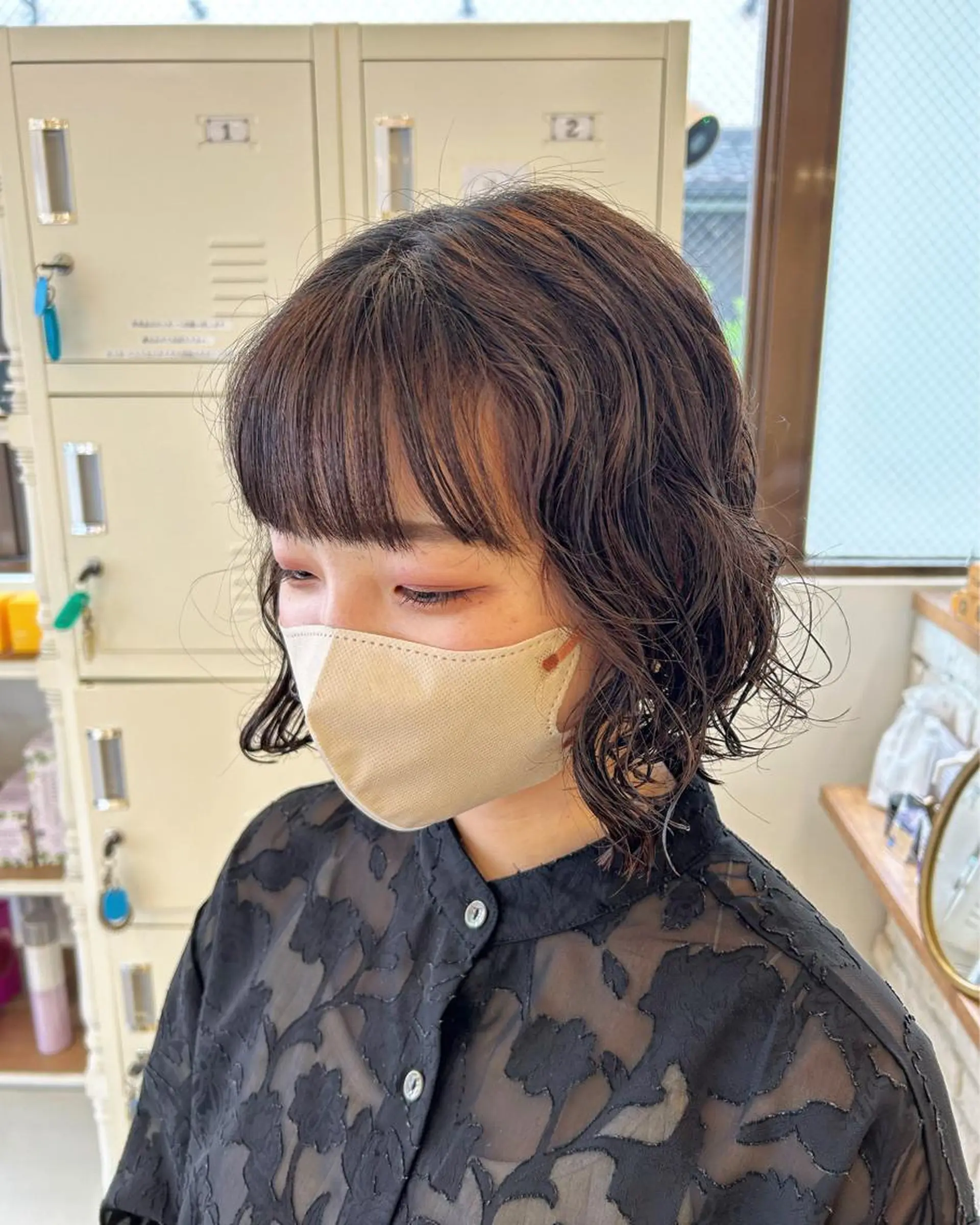 ミディアム パーマ ミディアムパーマ ボブ 🫧顔周りカット 🫧樫村優香のヘアスタイル