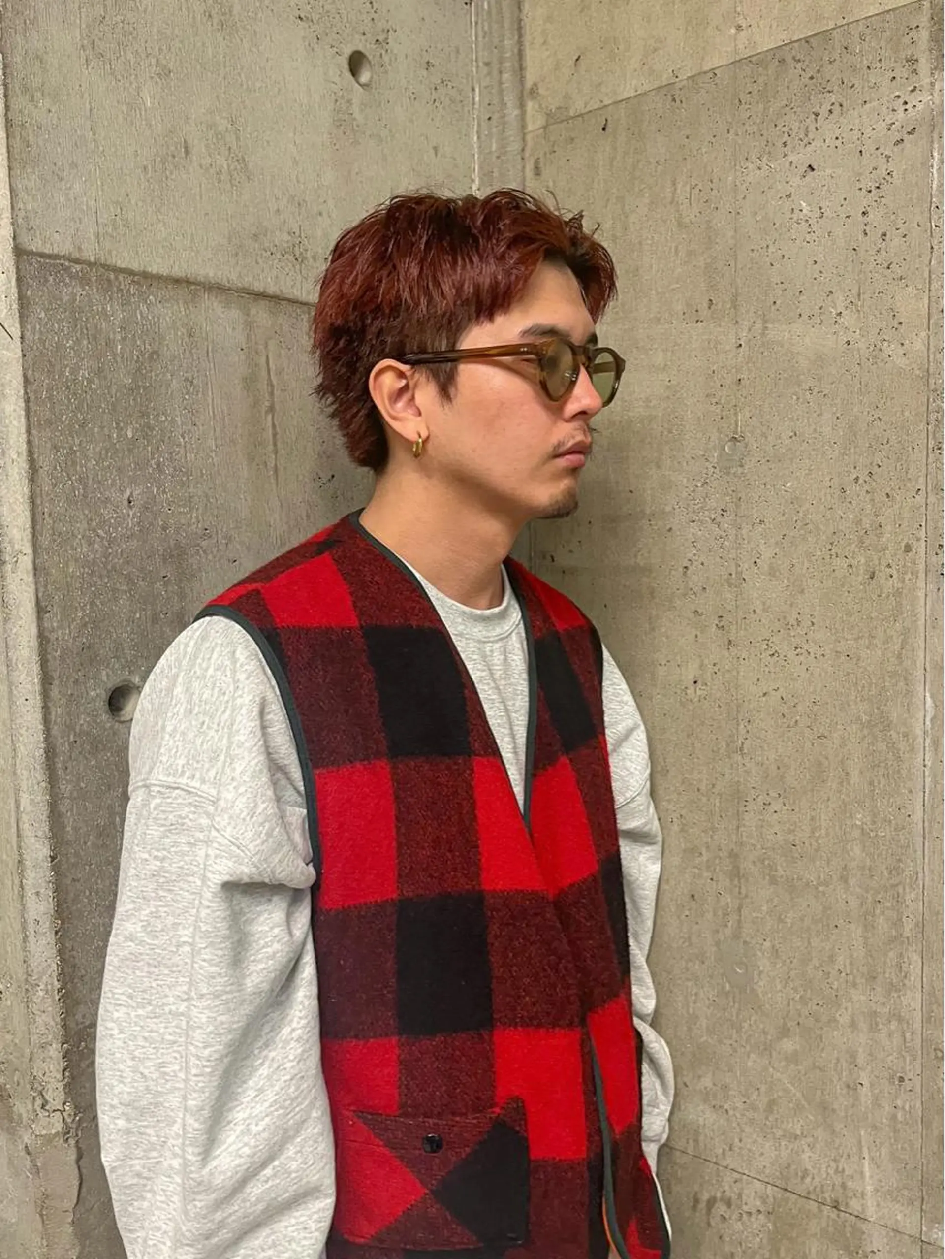 ショート カラー メンズ メンズブリーチ ブリーチ ブリーチなしカラー レッドカラー こっくりカラー/艶髪 /amy.山口瑞稀のヘアスタイル