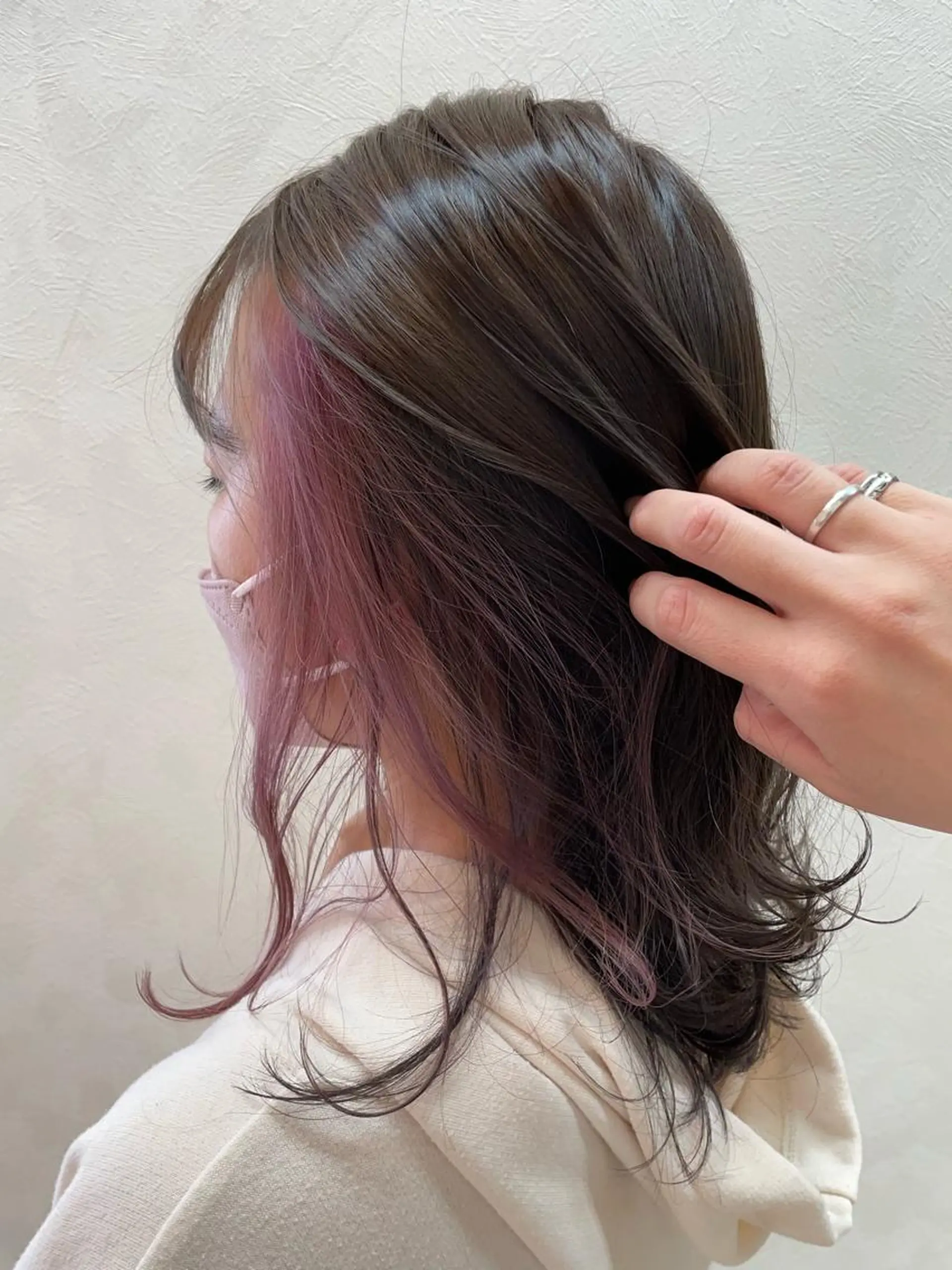 ミディアム カラー ミストバング  フェイスフレーミング ヘアカラー トリートメント 加藤（旧姓　今竹） 遥花のヘアスタイル