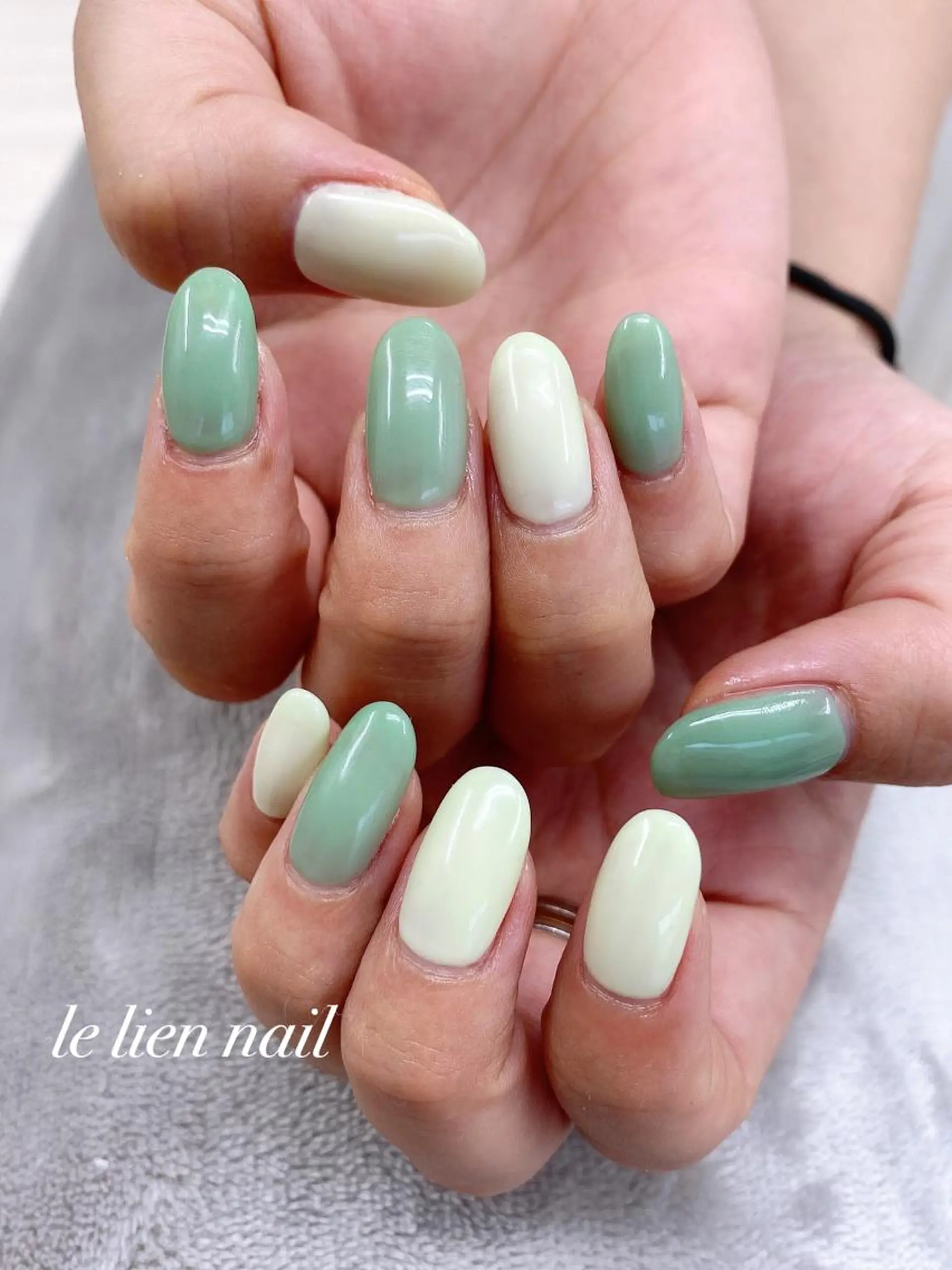 ネイル ワンカラーネイル ピスタチオネイル ハンドネイル le lien nailのネイルデザイン