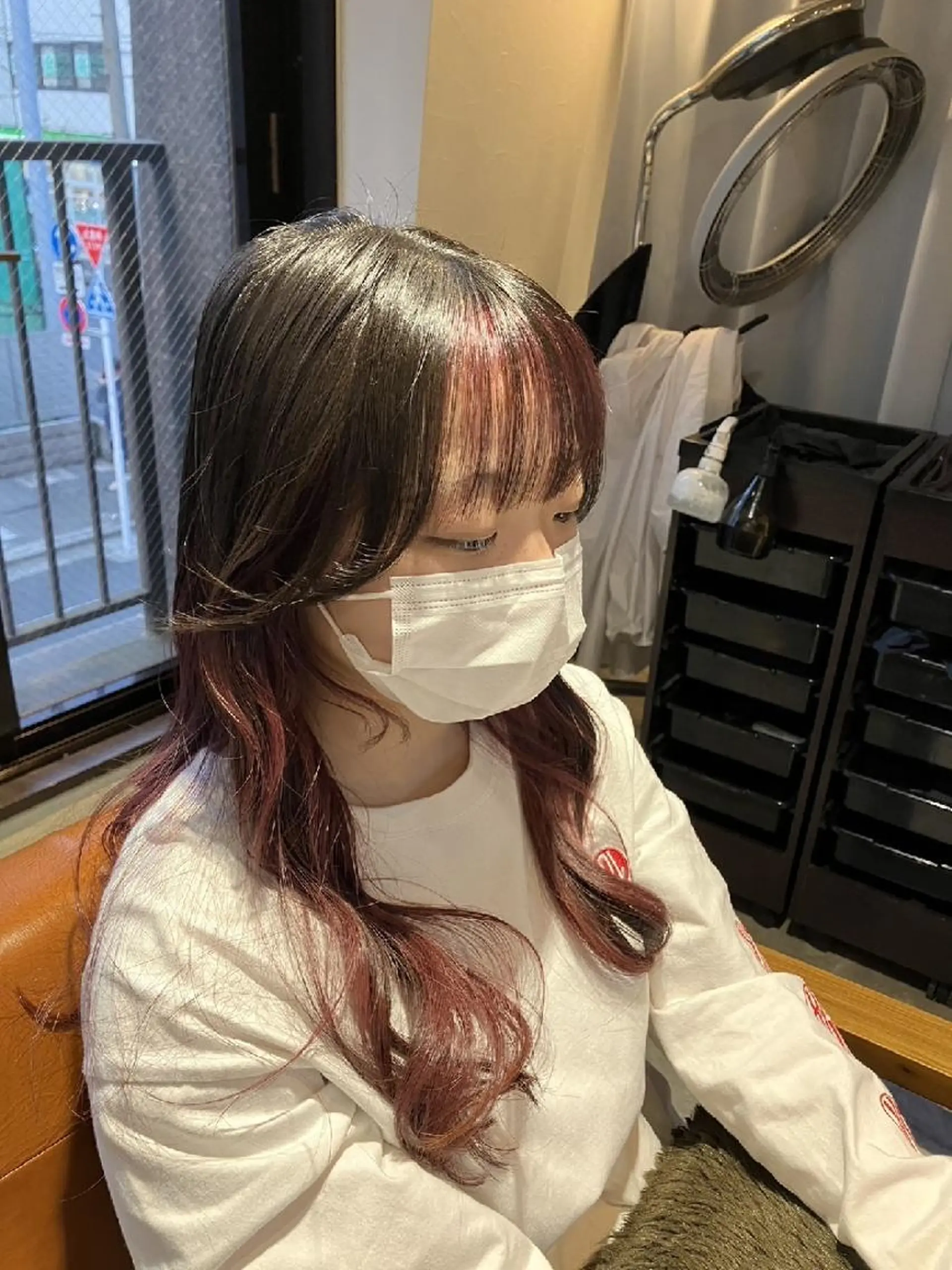 ロング カラー ピンクカラー カット ヘアカラー トリートメント alushe 岡 陽子のヘアスタイル