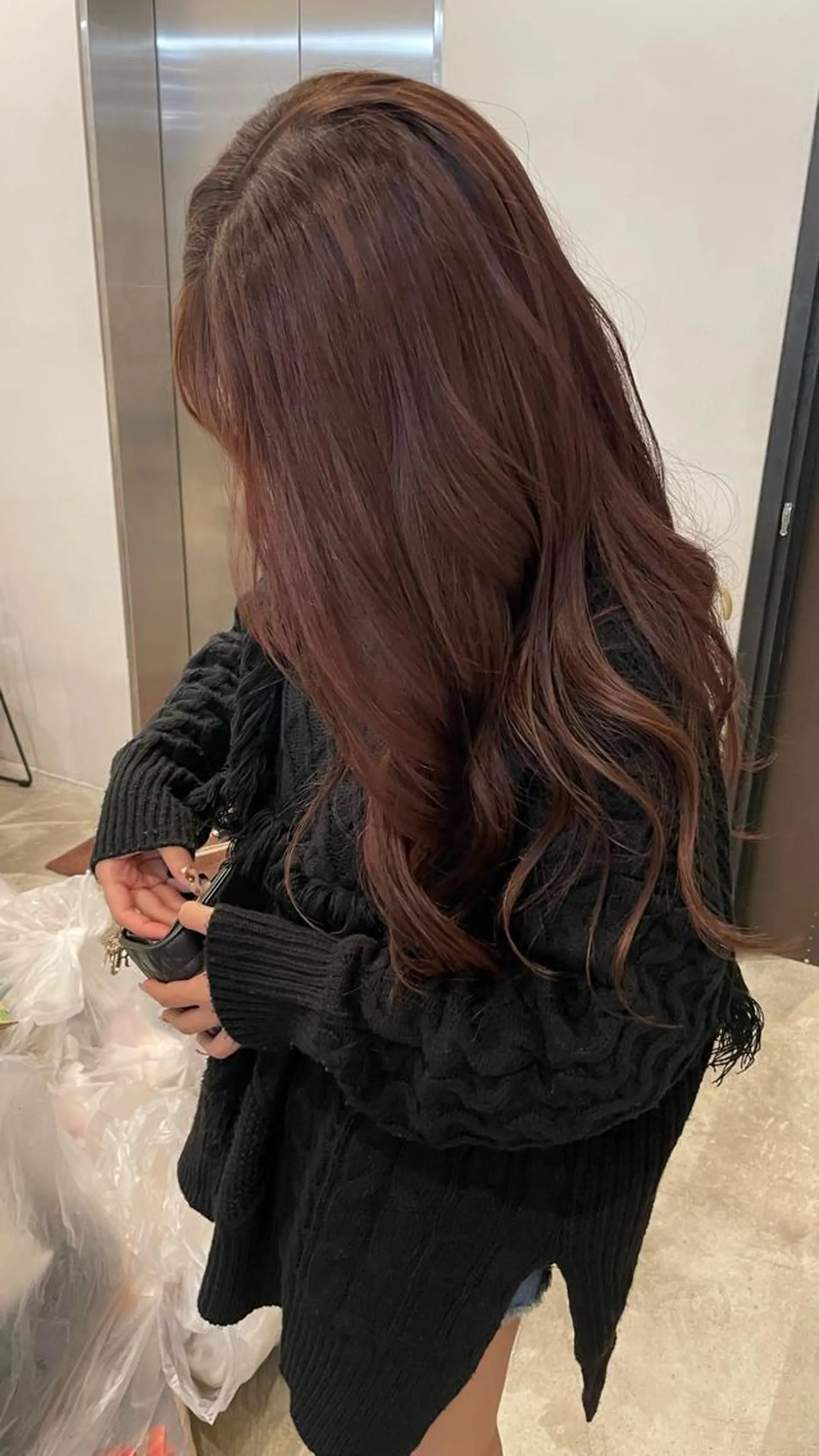 ロング カラー ブラウンカラー ピンクカラー ピンクブラウン 銀 座のヘアスタイル