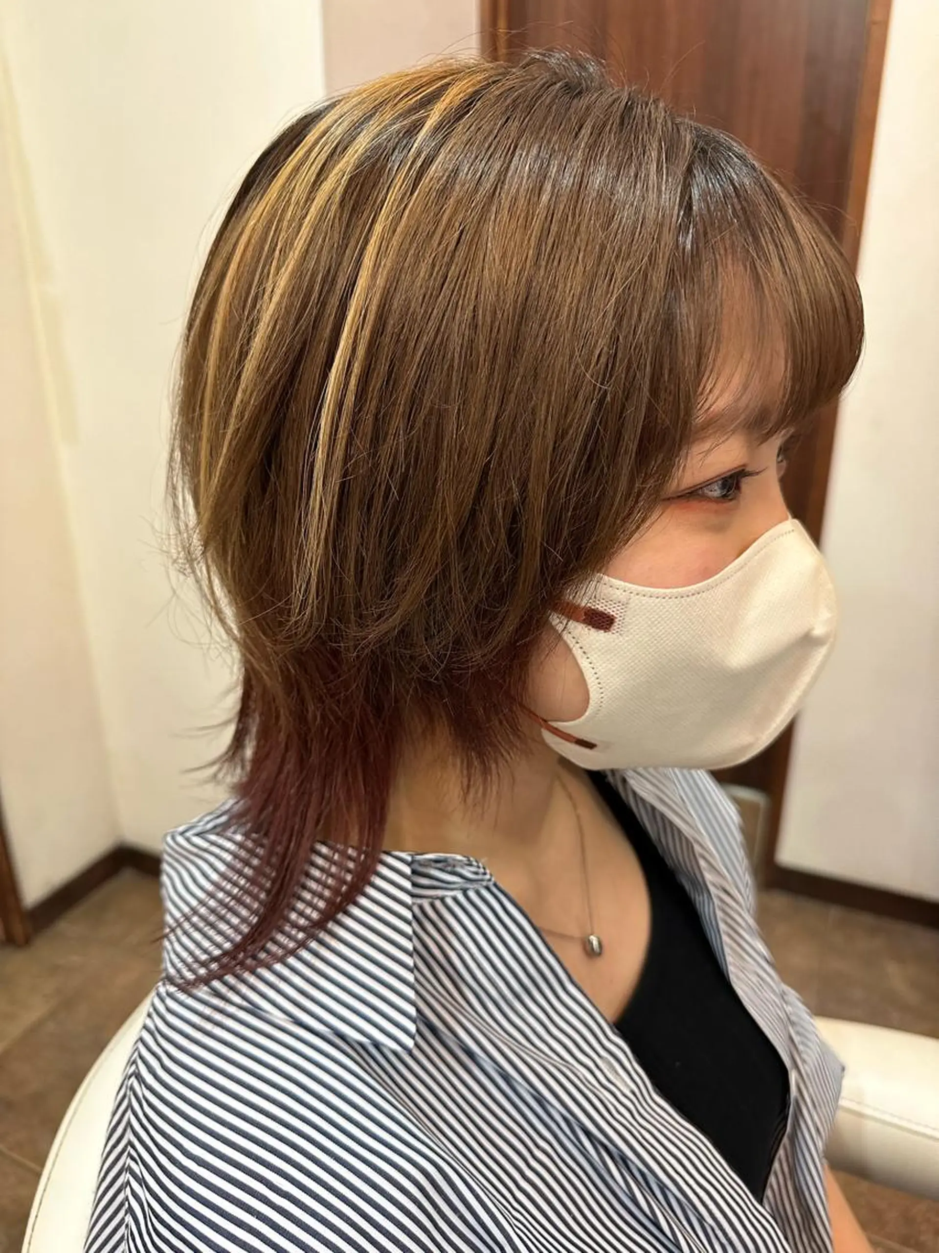 ミディアム カラー レッドカラー ウルフカット 🍊暖色/ボブヘア chihiro🌼ོのヘアスタイル