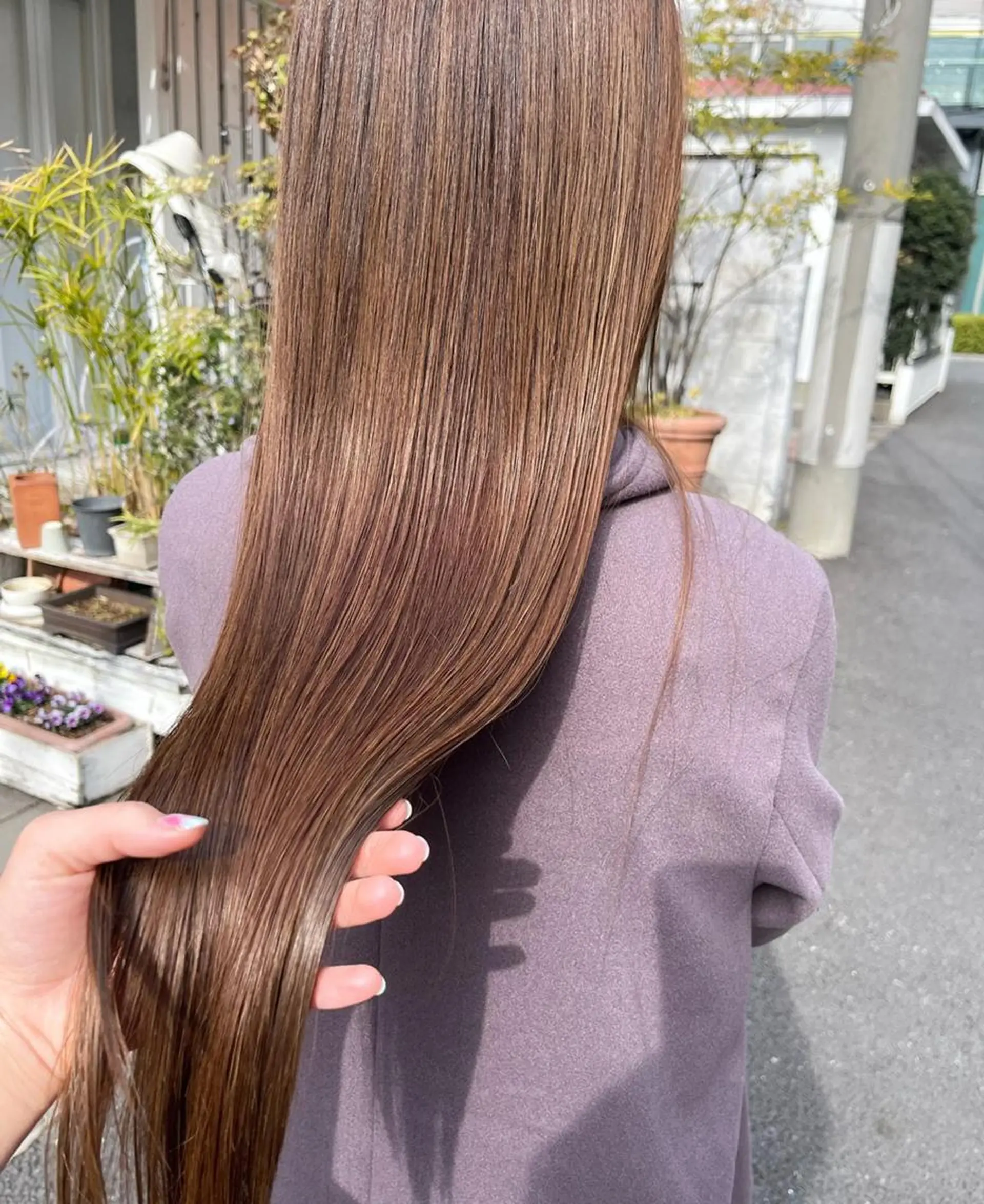 ミディアム カラー ヘアアレンジ ベージュカラー グレージュ ハイライトカラー ミルクティーベージュ くせ毛 韓国/髪質改善💘 櫻井かれんのヘアスタイル