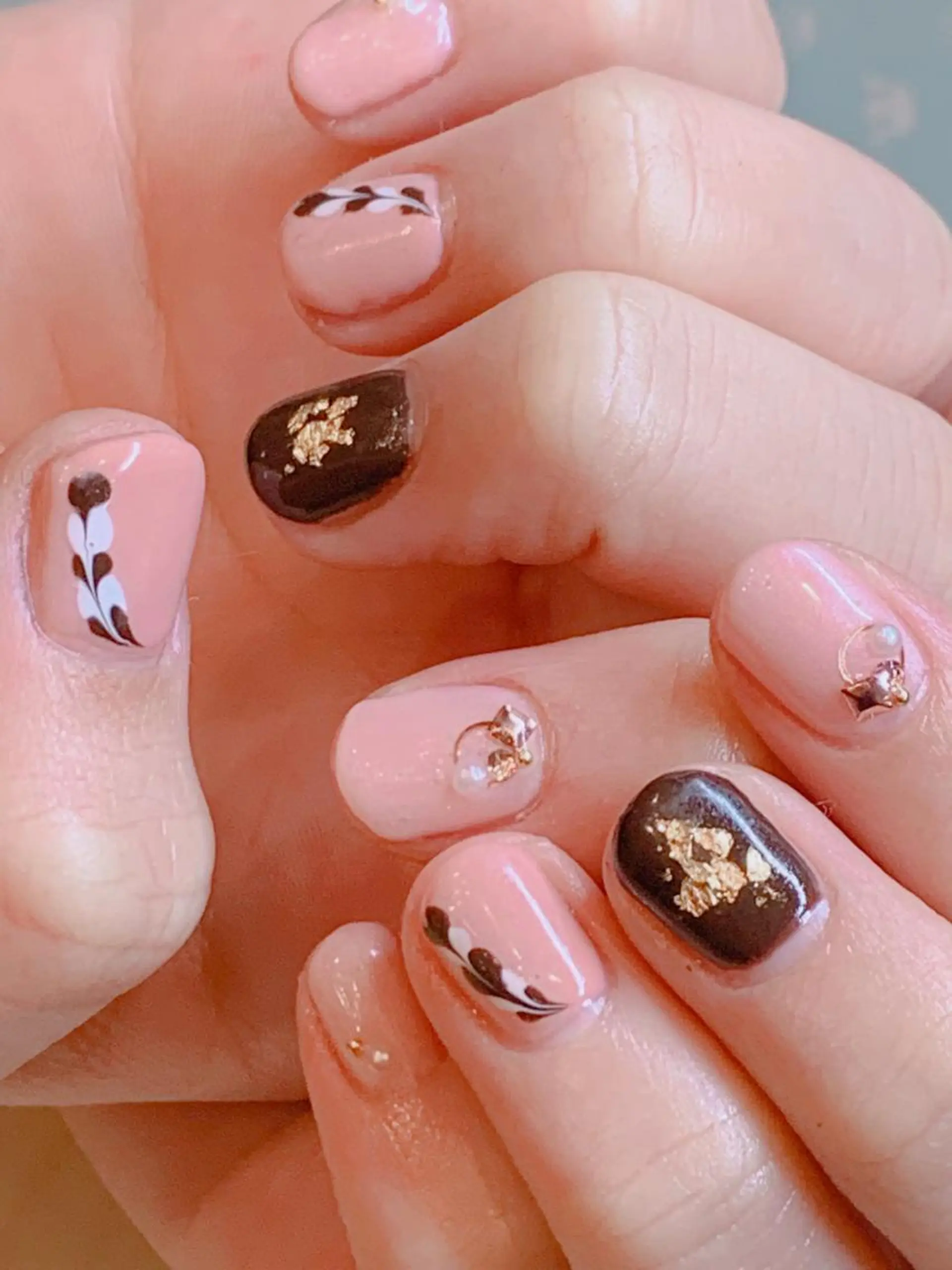 ショート ネイル ハート バレンタイン ハンドネイル Nail_Aroma KOKOのネイルデザイン