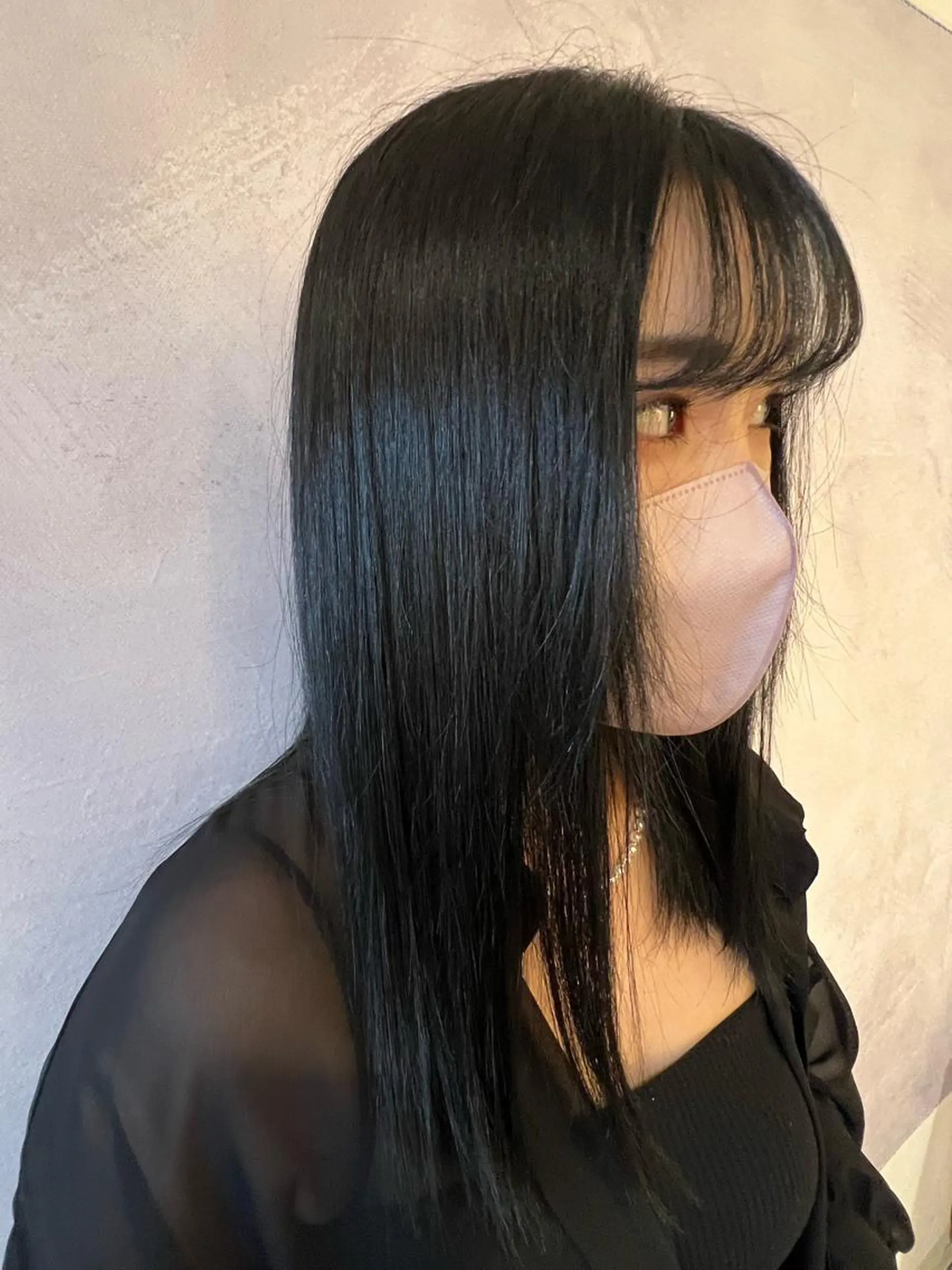 カラー 黒髪 ブルーカラー ブルーブラック ひがし のののヘアスタイル