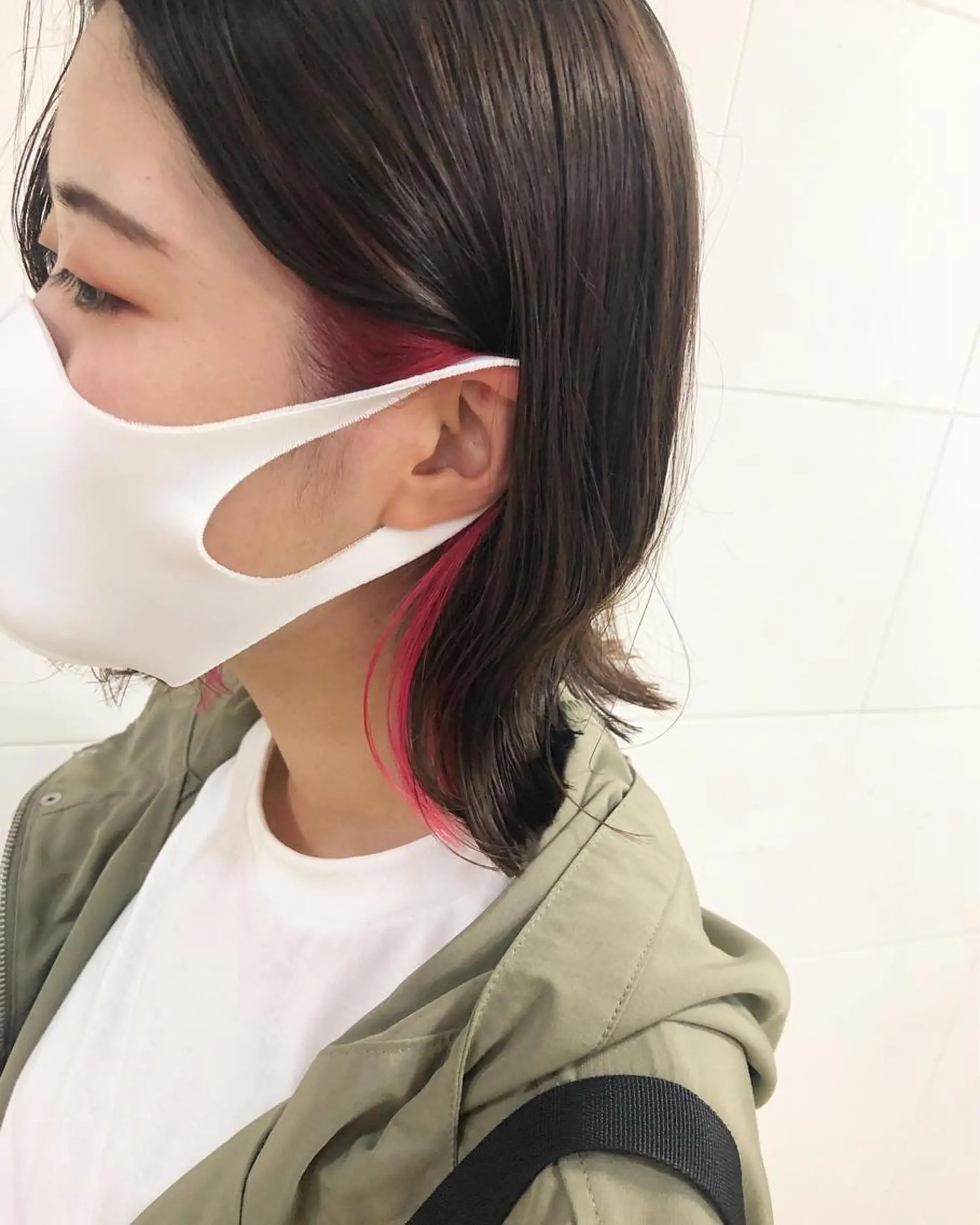 カラー ピンクカラー レッドカラー 大沼 佑英のヘアスタイル