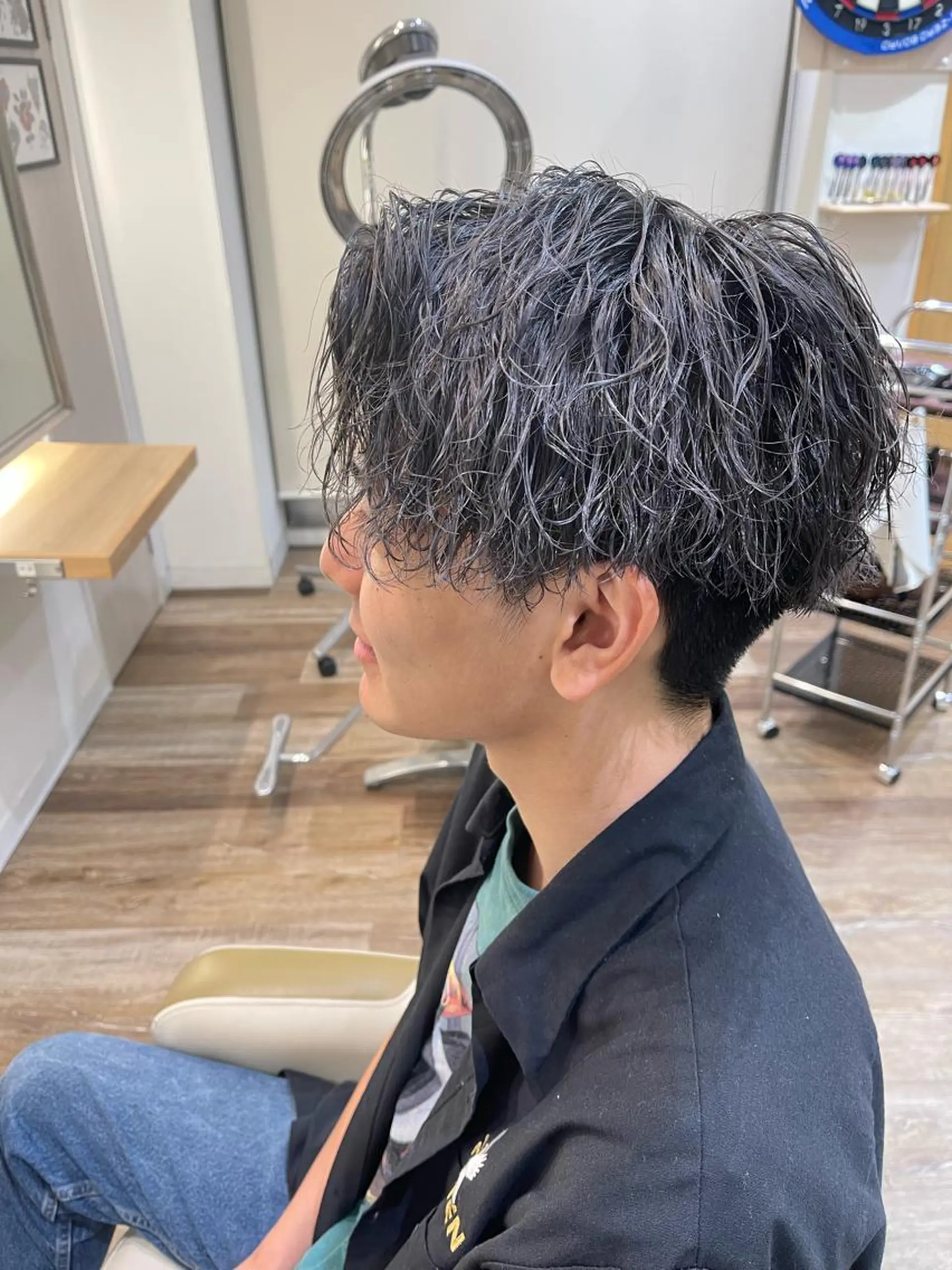 ミディアム カラー パーマ メンズ メンズパーマフェード シモジタカヒロのヘアスタイル