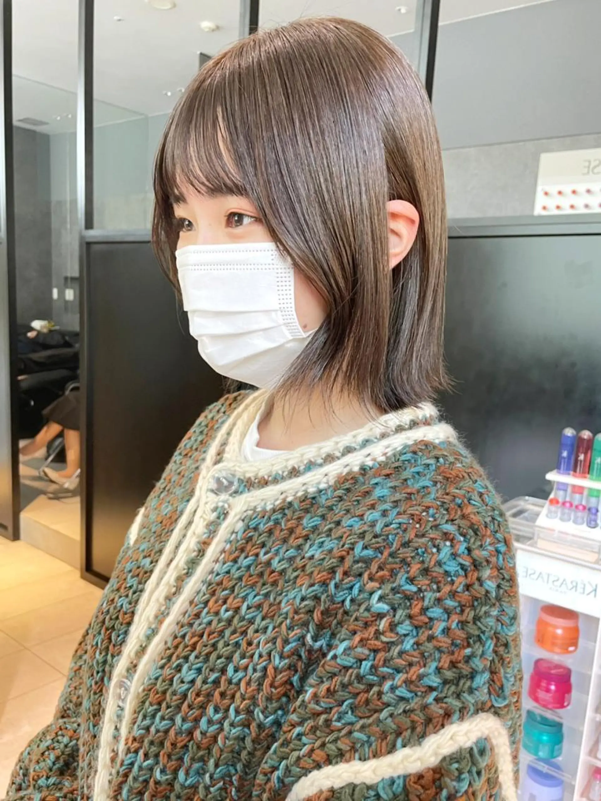 ミディアム カラー パーマ ヘアアレンジ グレージュ オリーブグレージュ オリーブグレー ITbyALBUM 中野店のヘアスタイル