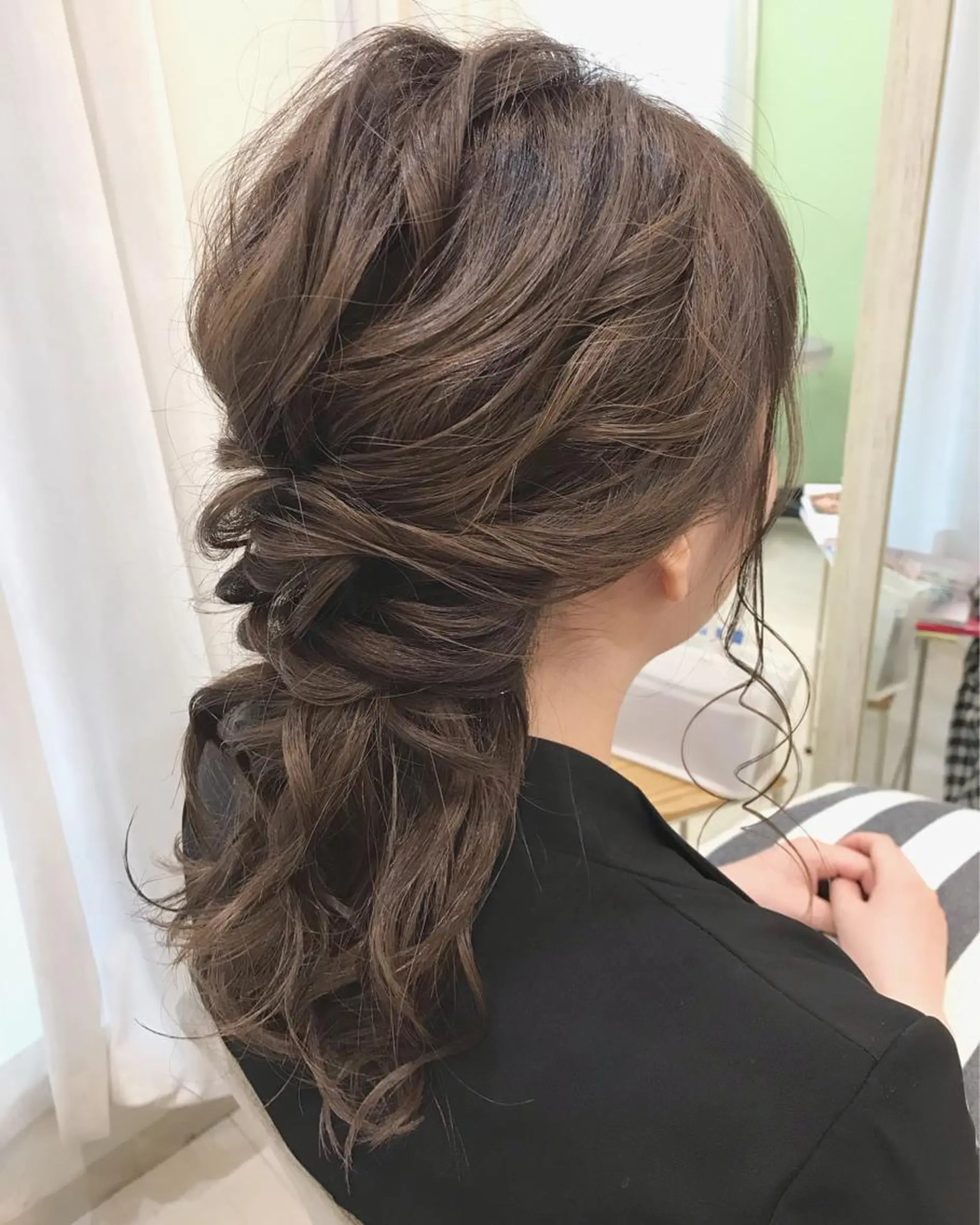 セミロング ヘアアレンジ 結婚式・ブライダル ALVAREZ BARBER SHOP所属・takebuchi harukaのヘアスタイル