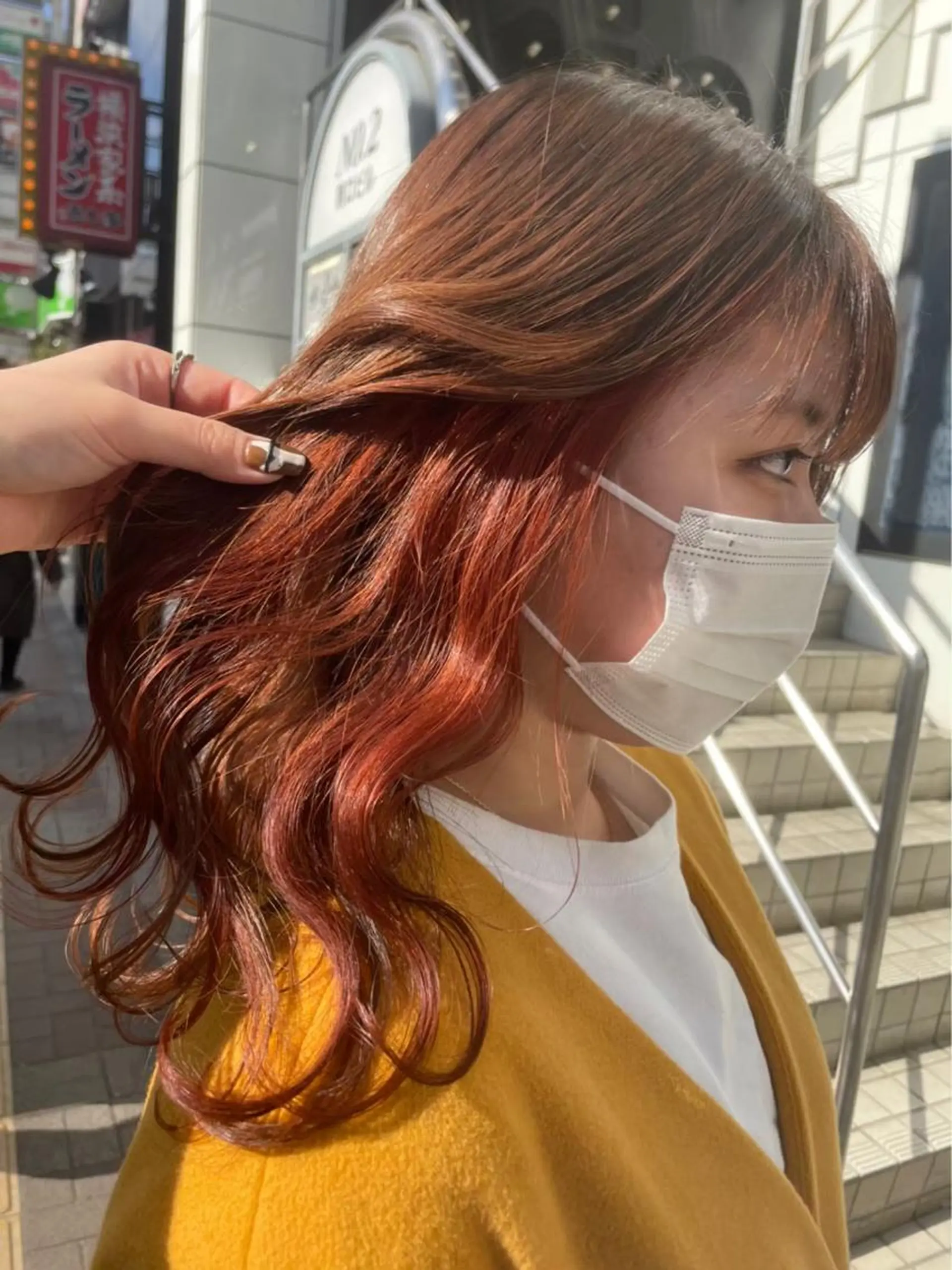 ロング カラー ハイトーンカラー 韓国風カラー 学生 韓国風ヘア ニュアンスネイル パーマ/コトミ🐸のヘアスタイル