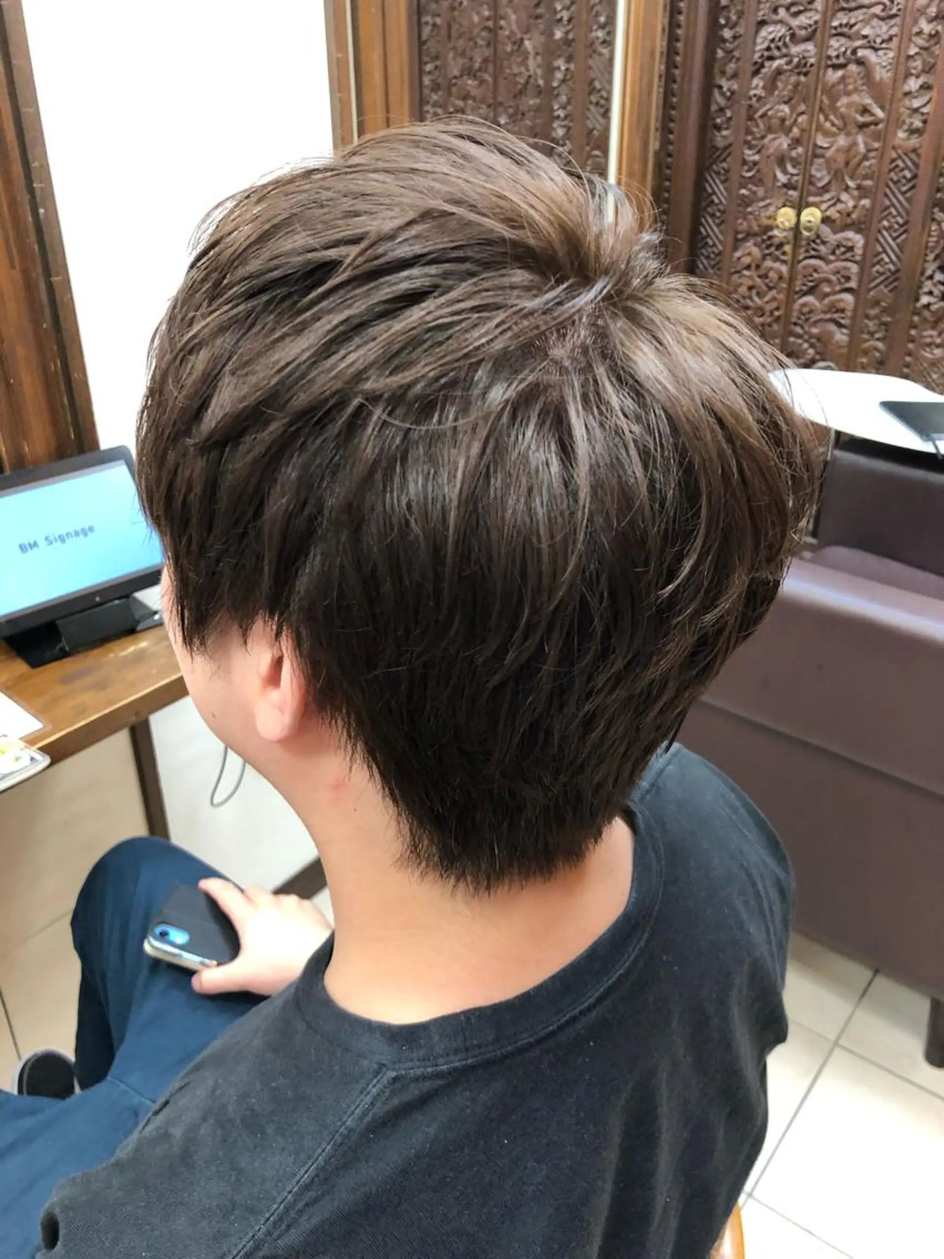 ショート カラー メンズ 白髪ぼかし脱白髪染め 大塚綾のヘアスタイル