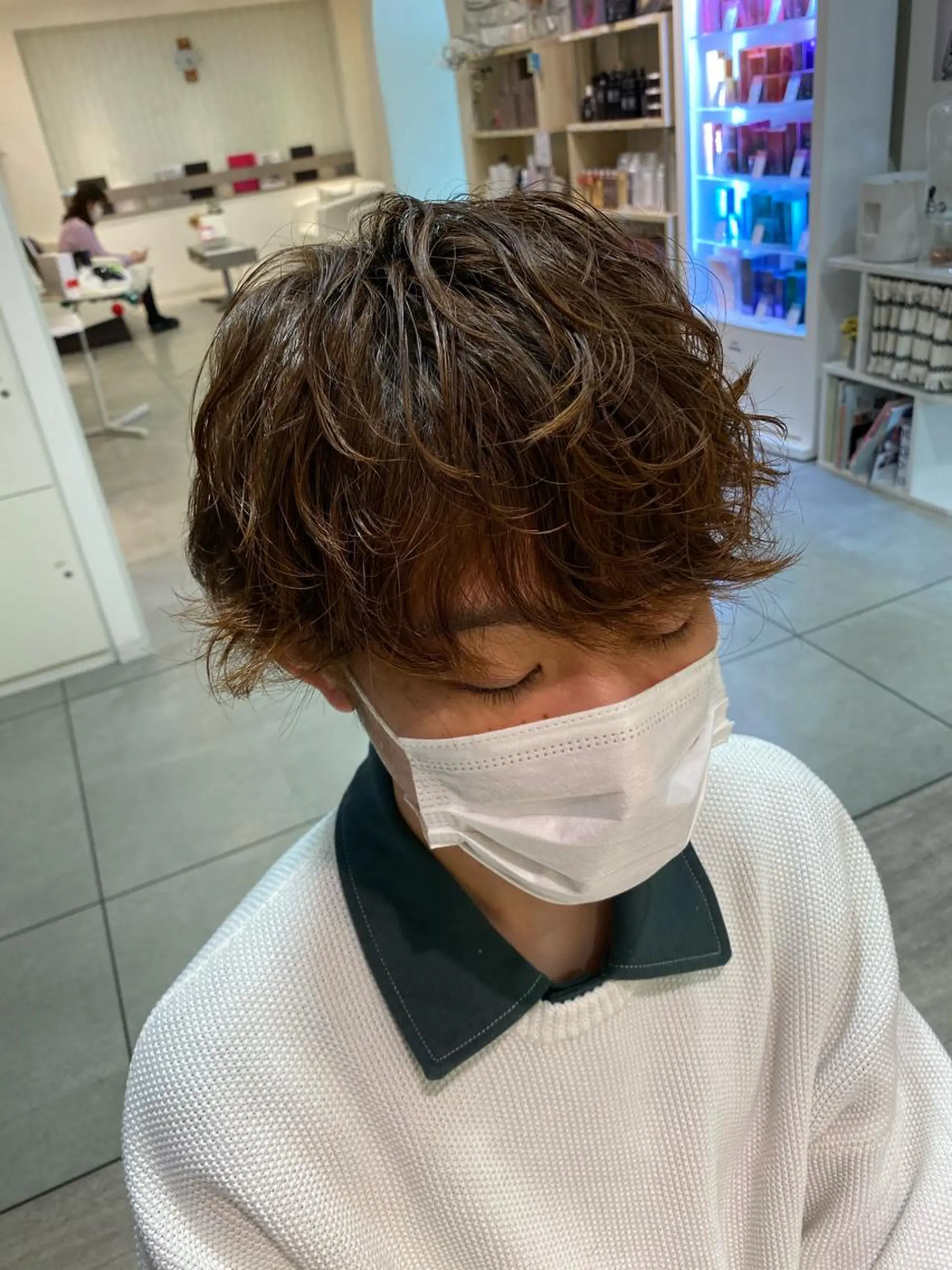 ミディアム カラー パーマ メンズ ミディアムパーマ メンズパーマ 柳澤 和也のヘアスタイル